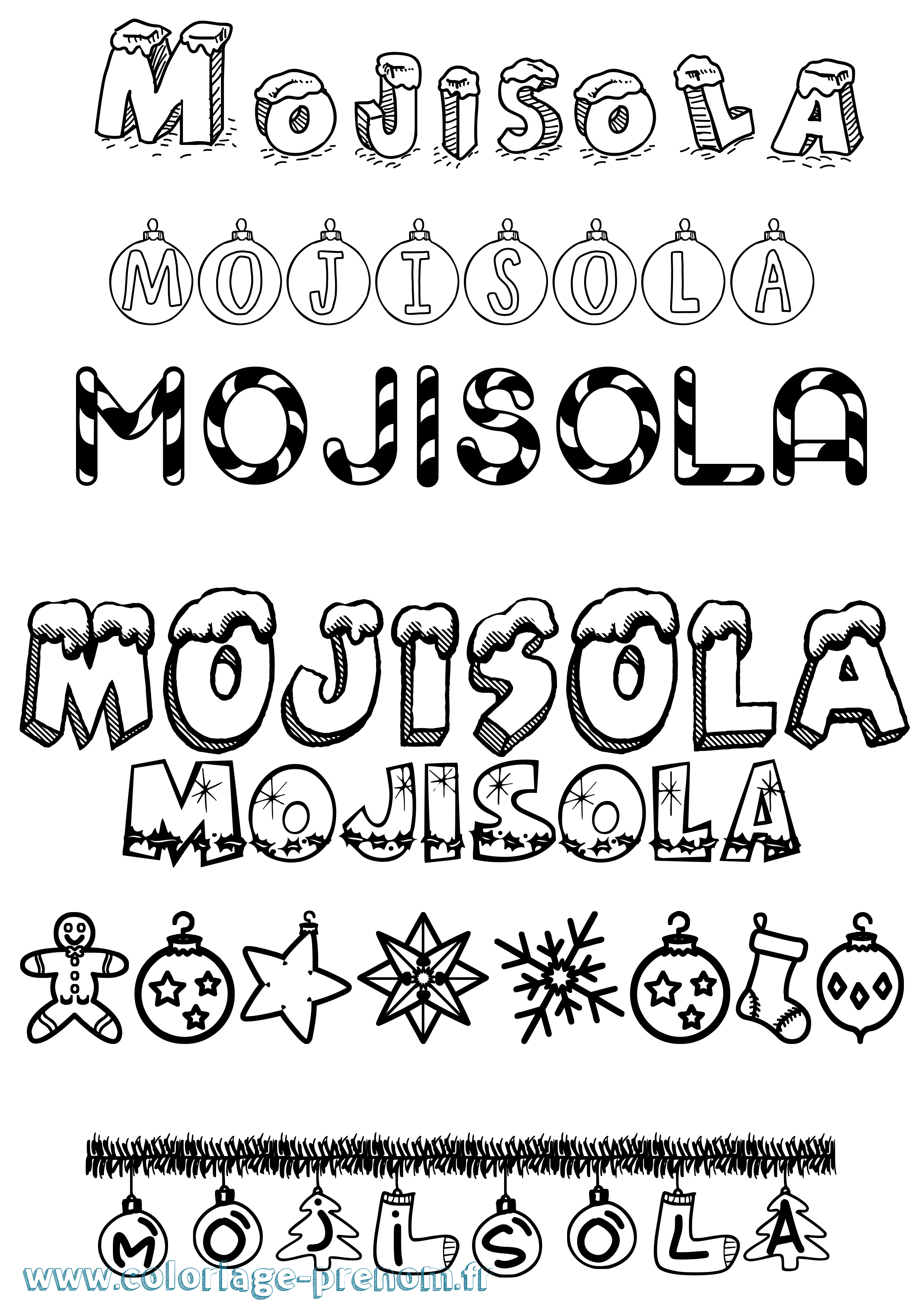 Coloriage Mojisola Noël Coloriage prénom Mojisola Noël