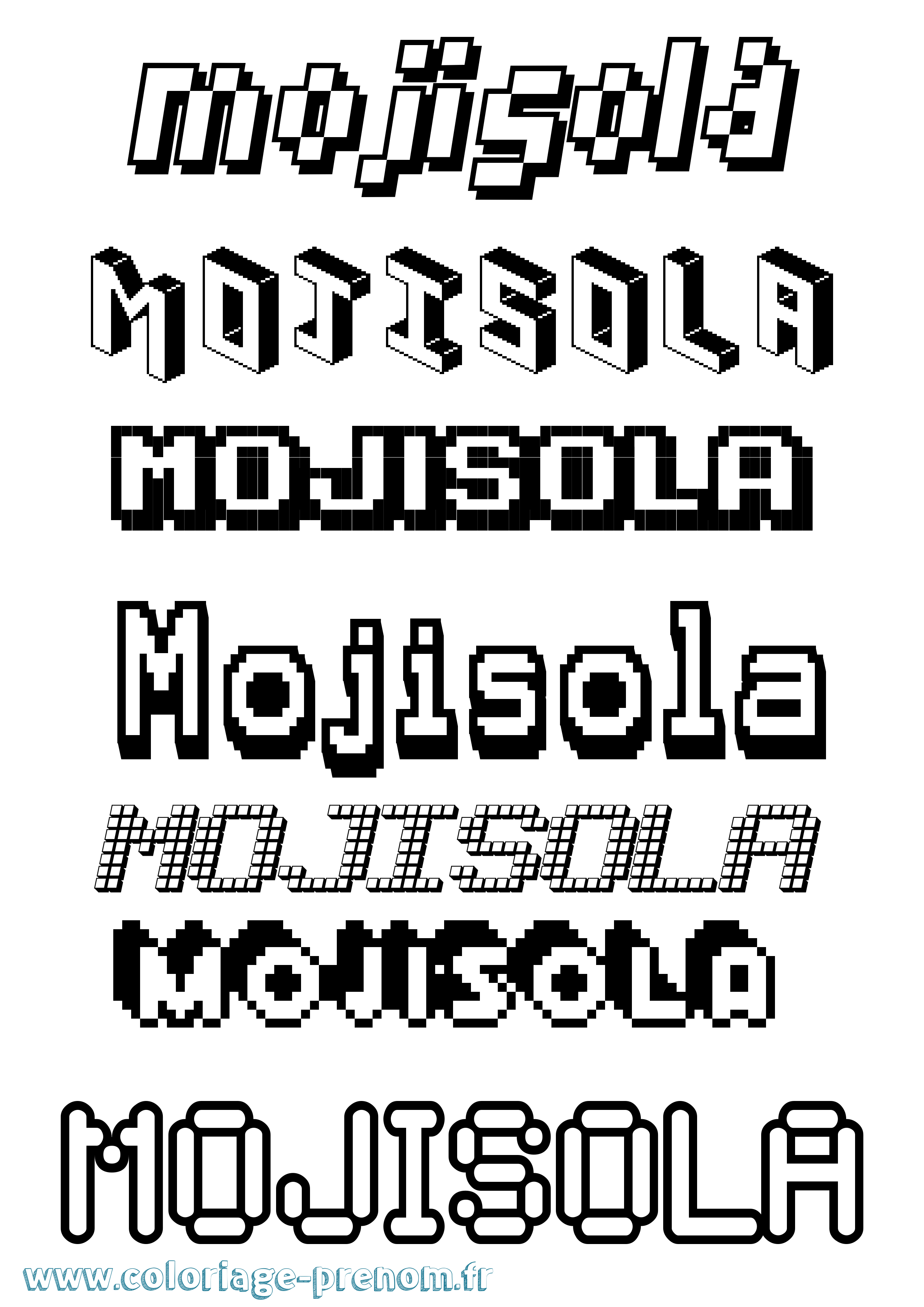 Coloriage Mojisola Pixel Coloriage prénom Mojisola Pixel