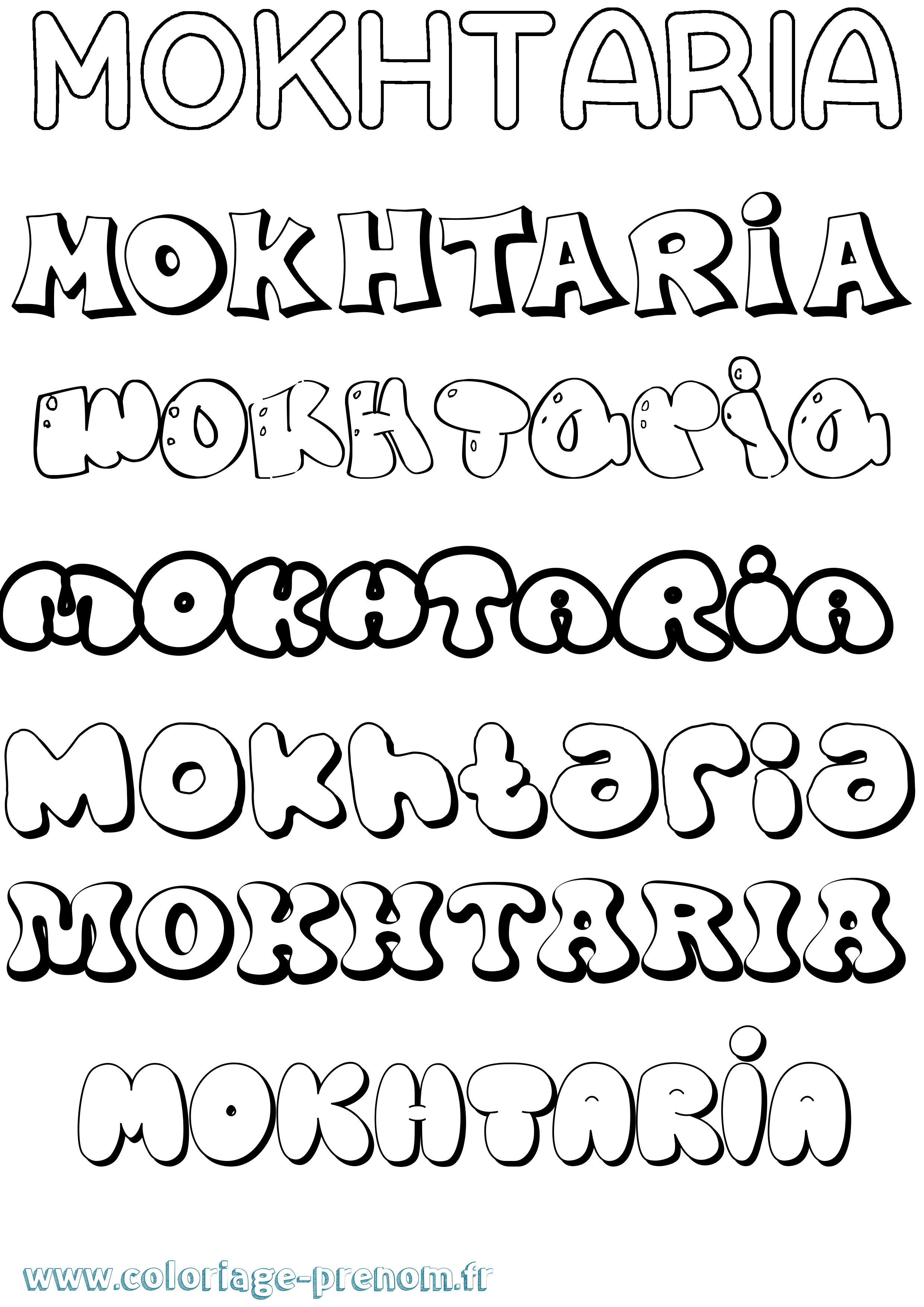 Coloriage Mokhtaria Bubble Coloriage prénom Mokhtaria Bubble