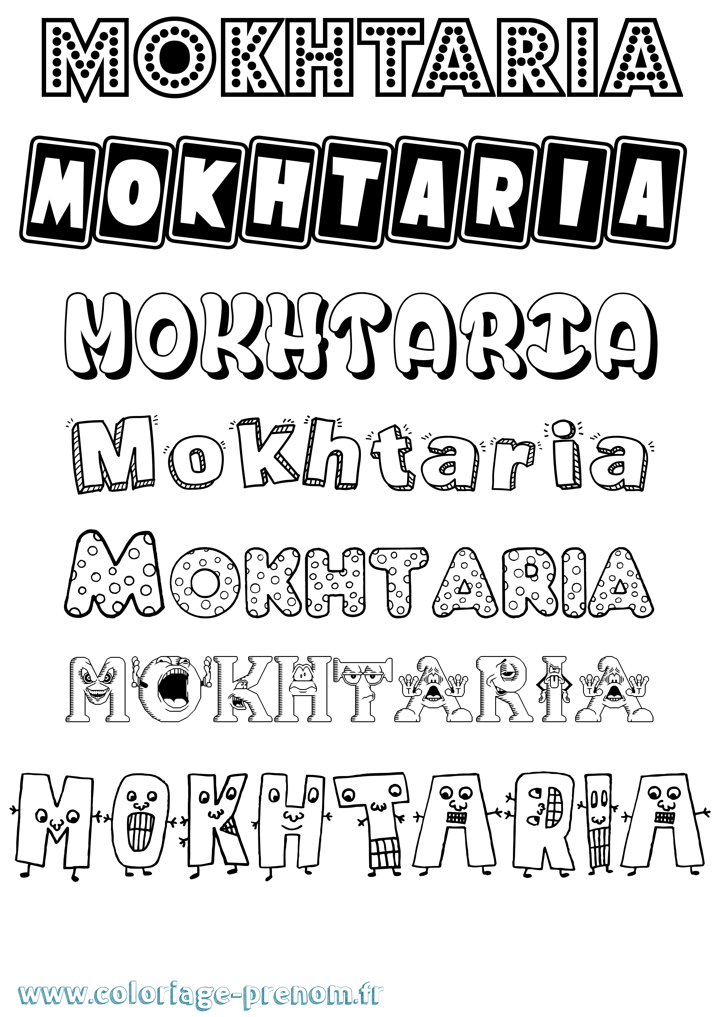 Coloriage Mokhtaria Fun Coloriage prénom Mokhtaria Fun