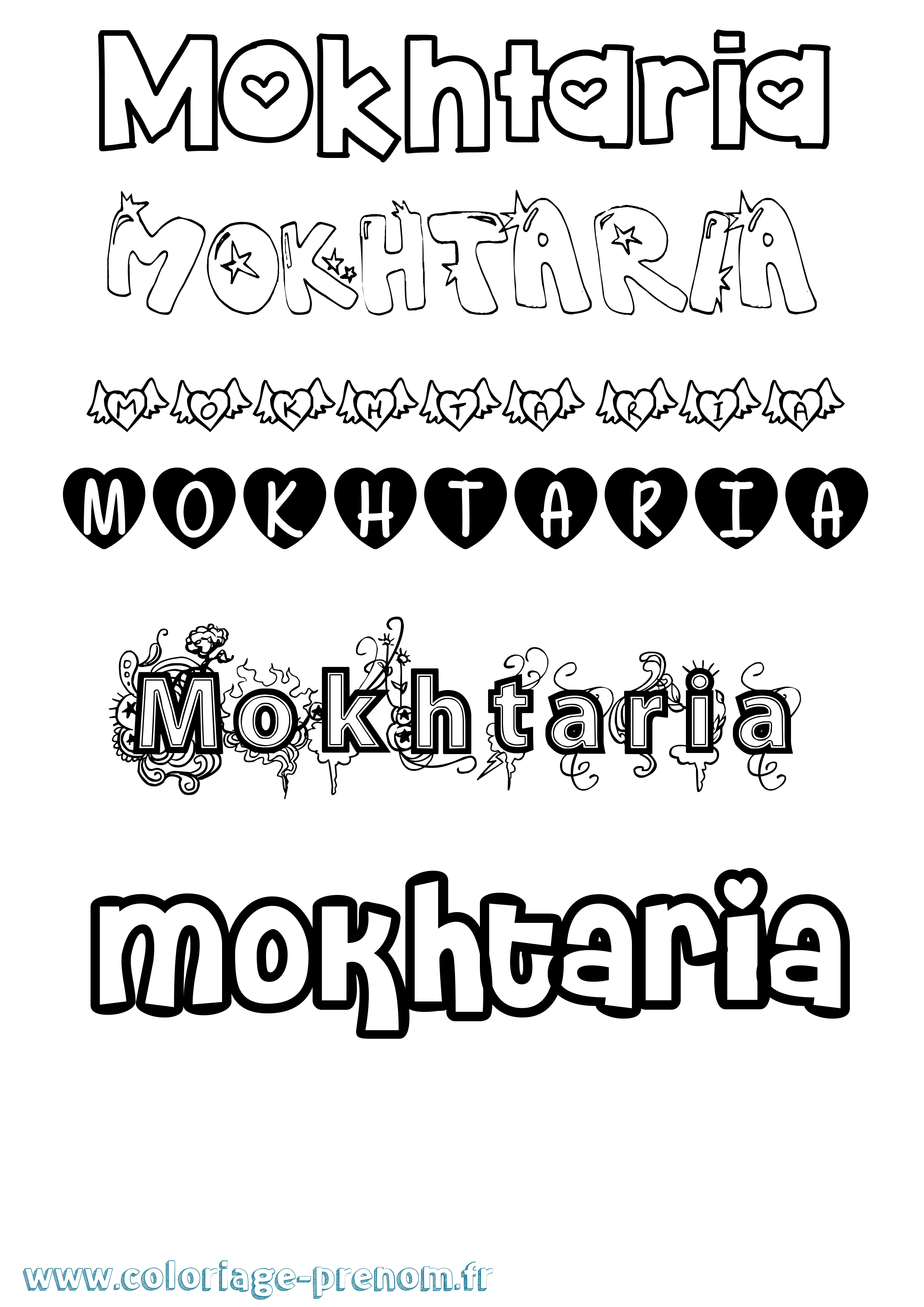 Coloriage Mokhtaria Girly Coloriage prénom Mokhtaria Girly