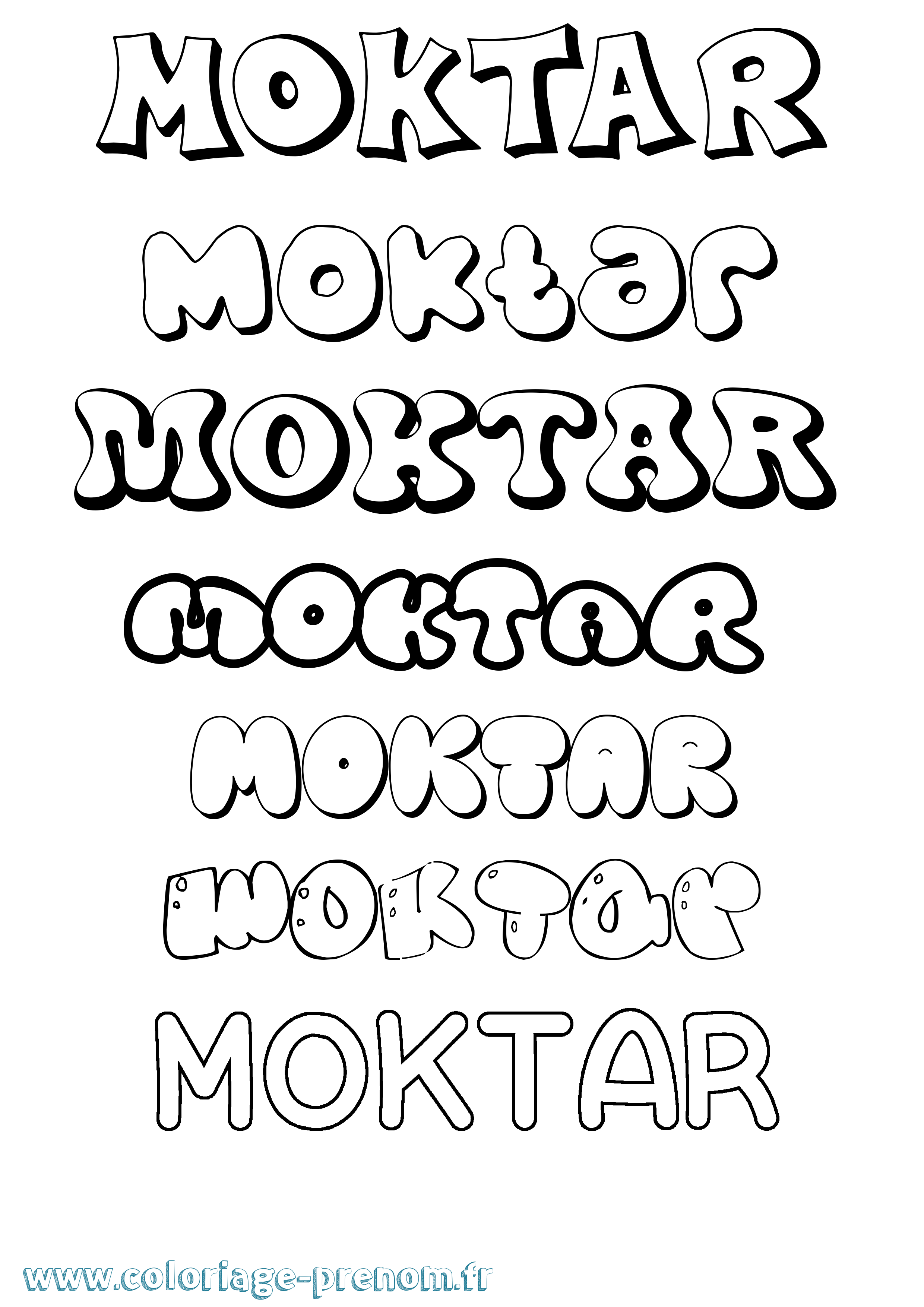 Coloriage Moktar Bubble Coloriage prénom Moktar Bubble