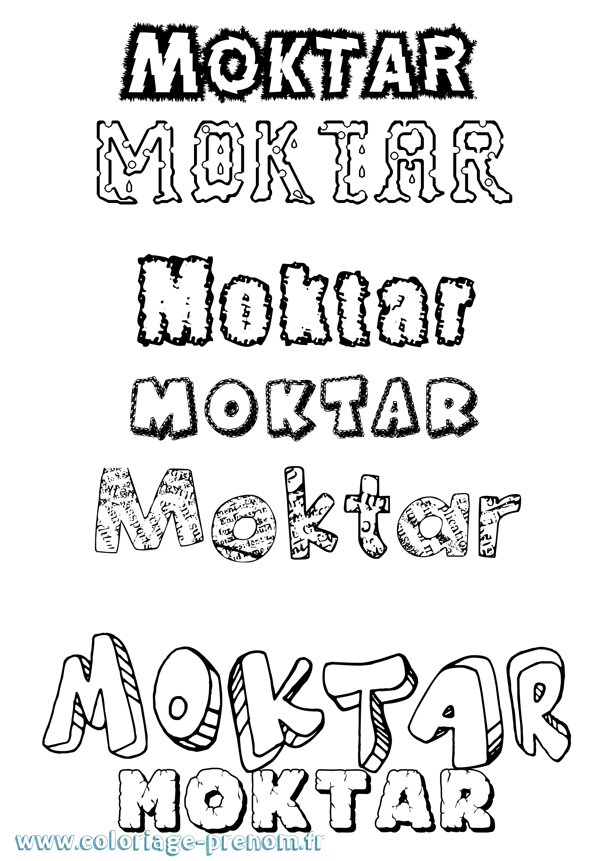 Coloriage Moktar Destructuré Coloriage prénom Moktar Destructuré