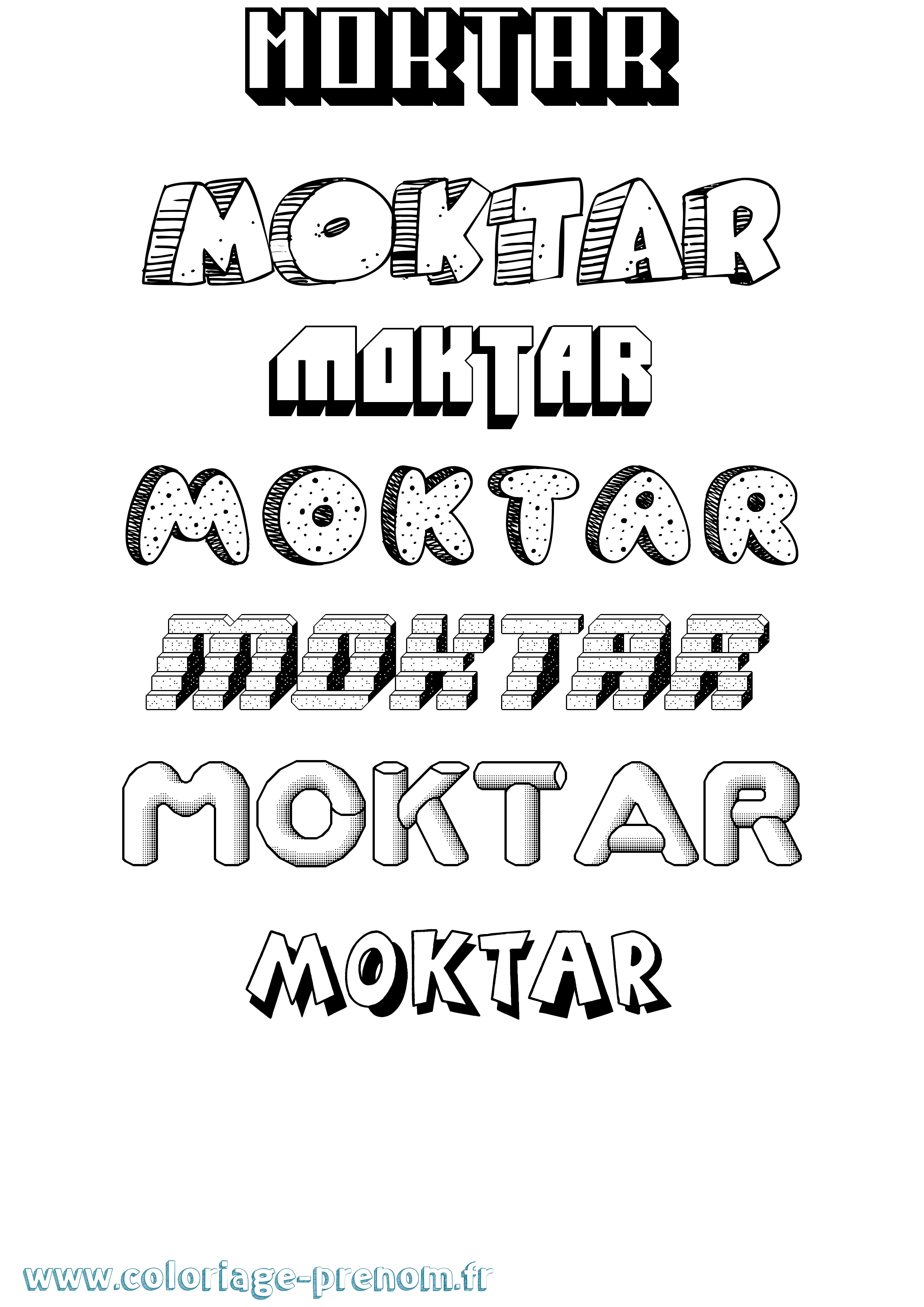 Coloriage Moktar Effet 3D Coloriage prénom Moktar Effet 3D