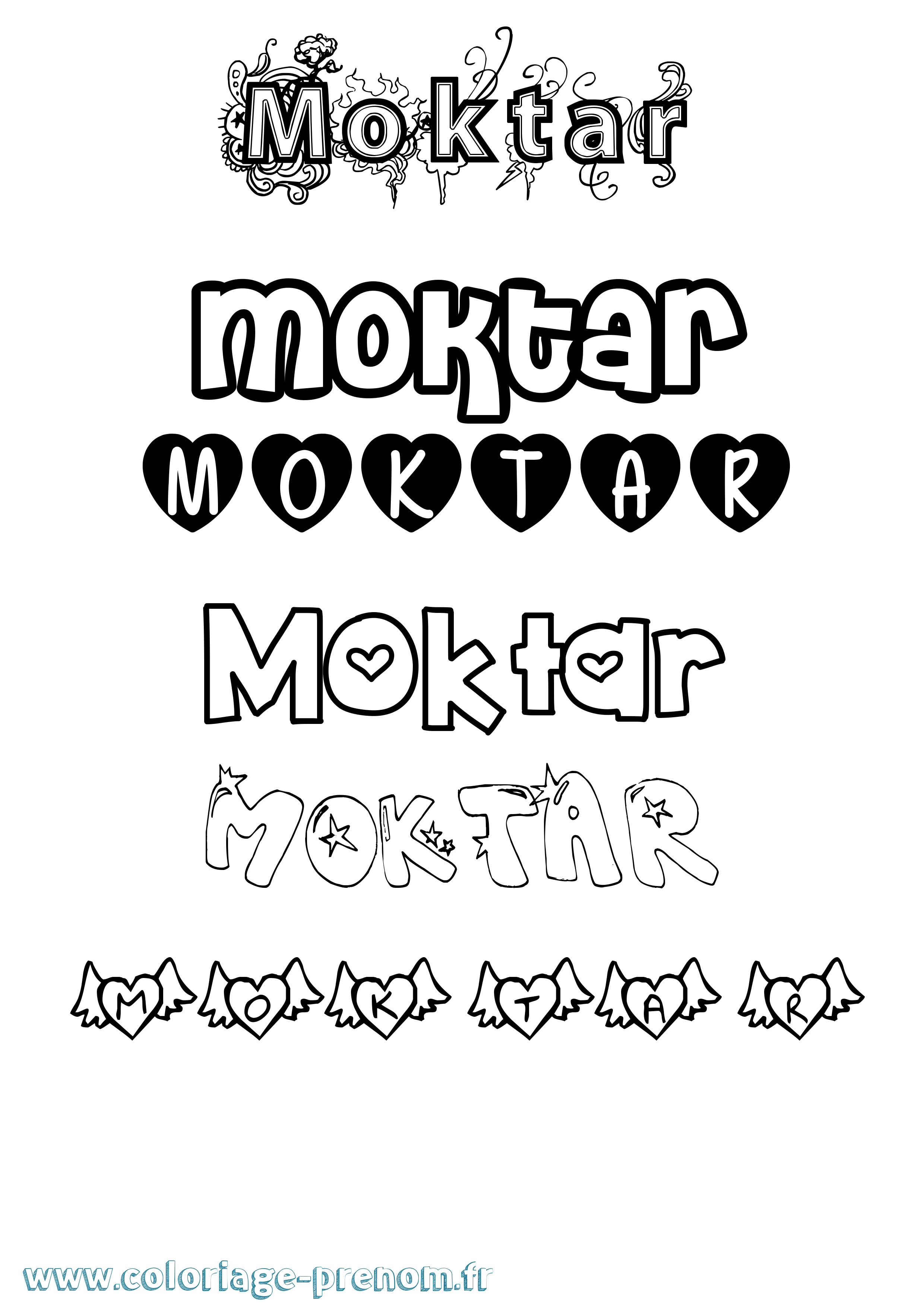 Coloriage Moktar Girly Coloriage prénom Moktar Girly