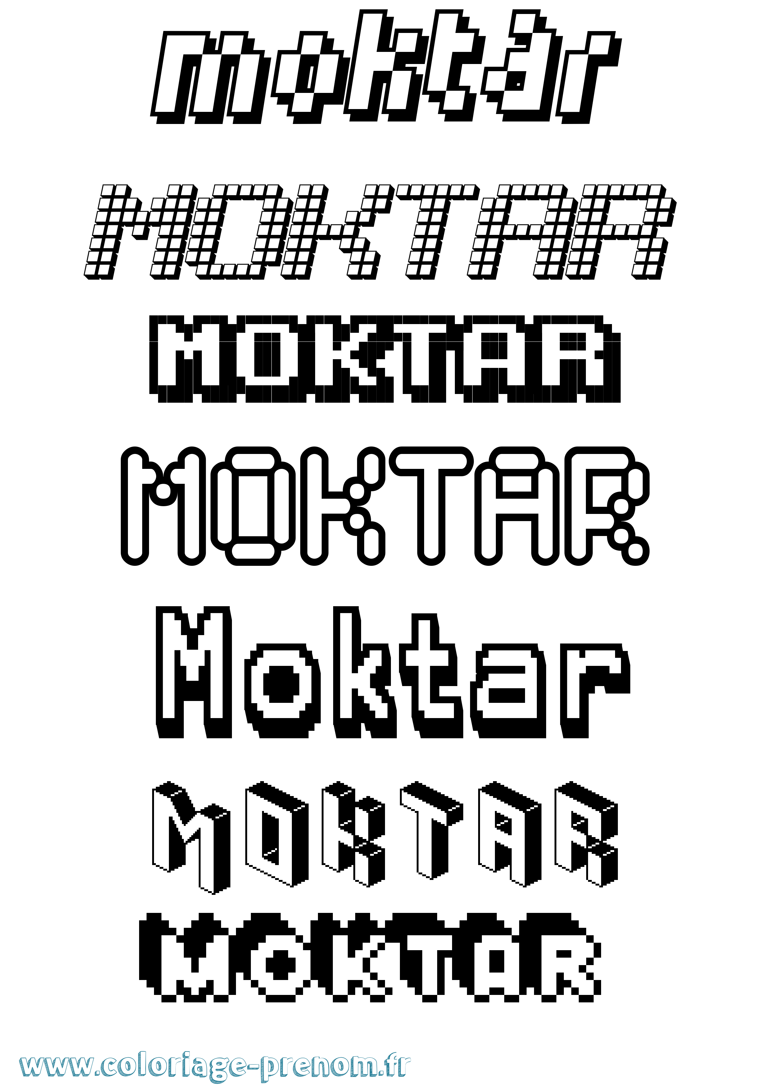 Coloriage Moktar Pixel Coloriage prénom Moktar Pixel