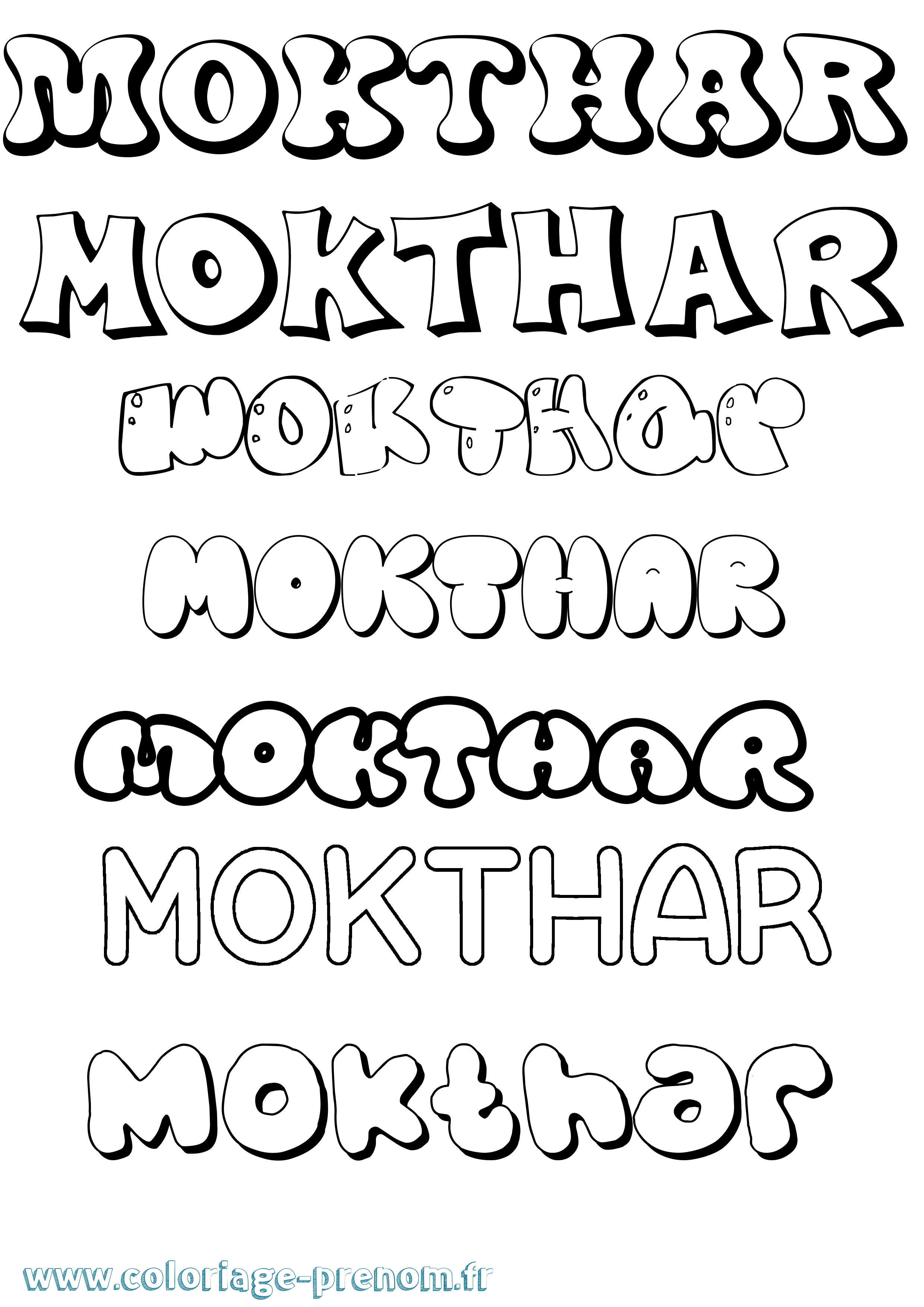 Coloriage Mokthar Bubble Coloriage prénom Mokthar Bubble