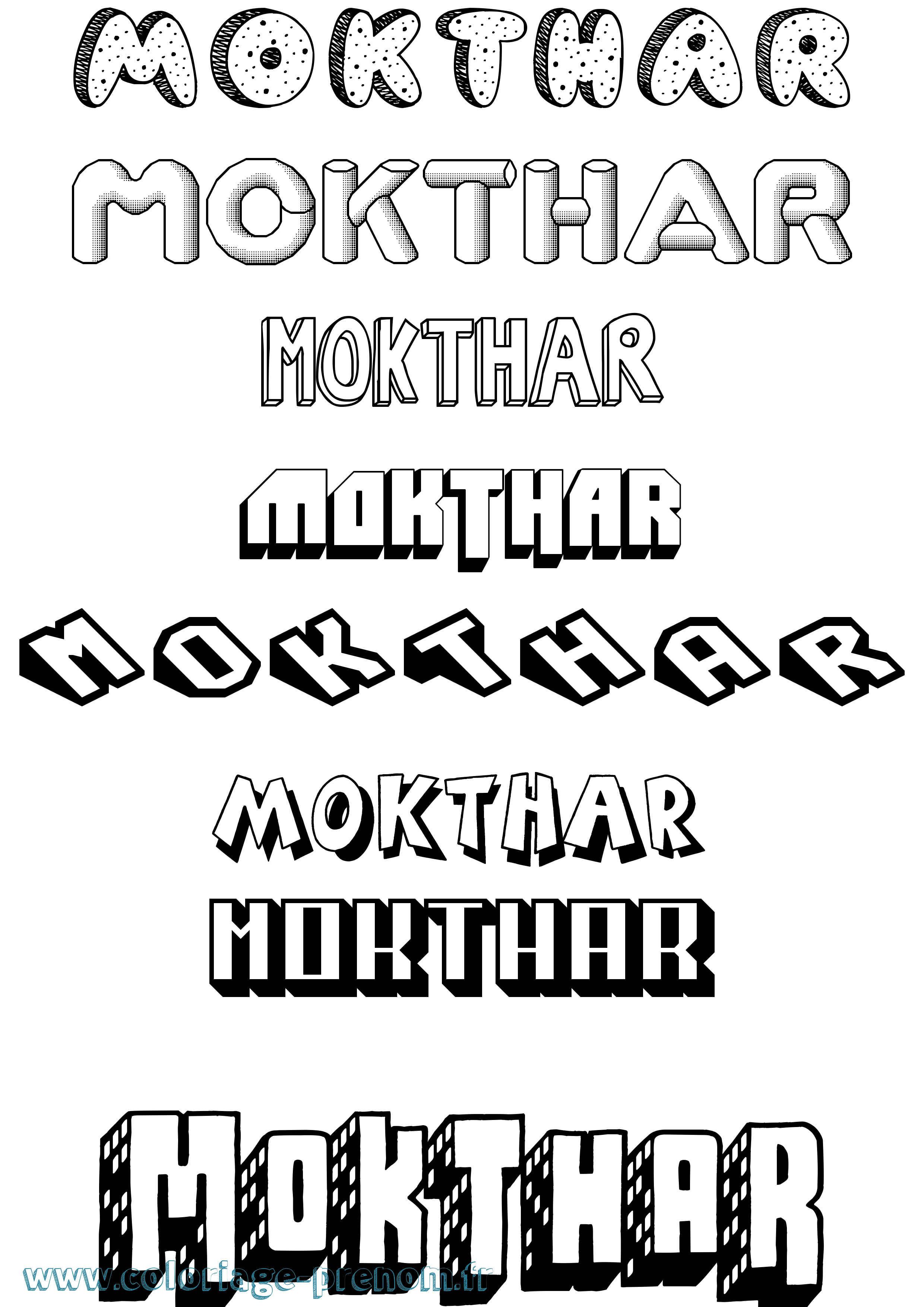 Coloriage Mokthar Effet 3D Coloriage prénom Mokthar Effet 3D