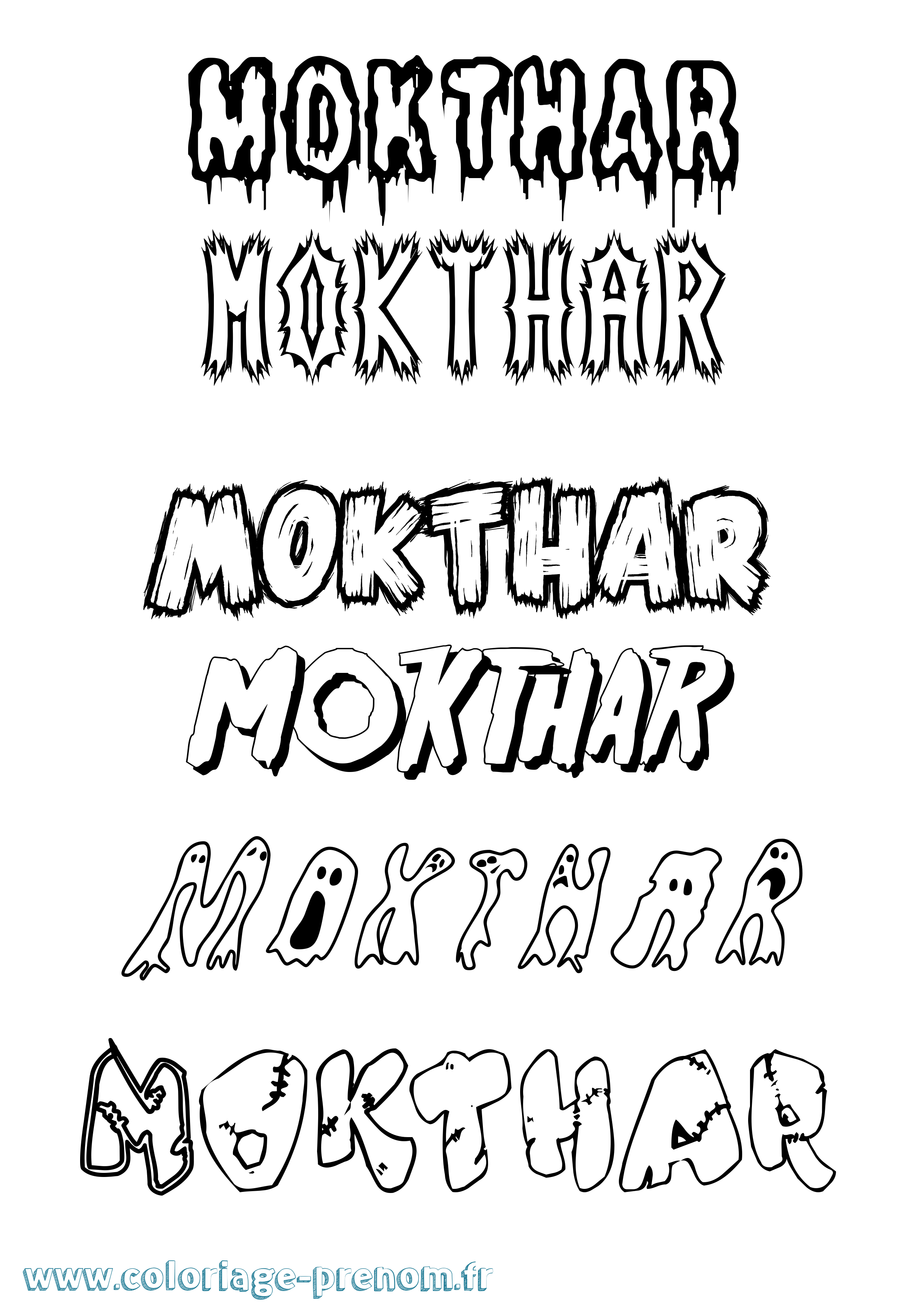 Coloriage Mokthar Frisson Coloriage prénom Mokthar Frisson