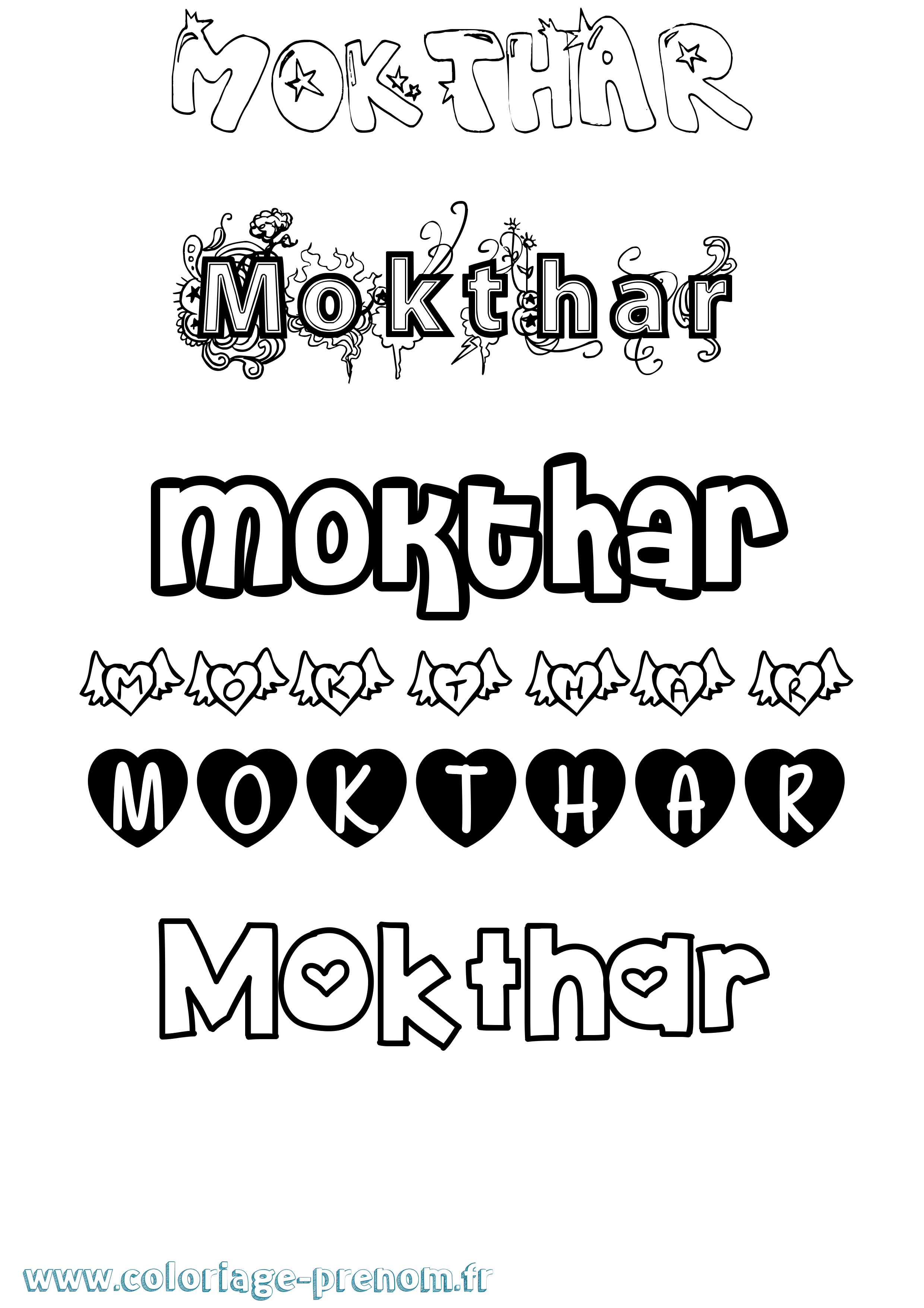 Coloriage Mokthar Girly Coloriage prénom Mokthar Girly