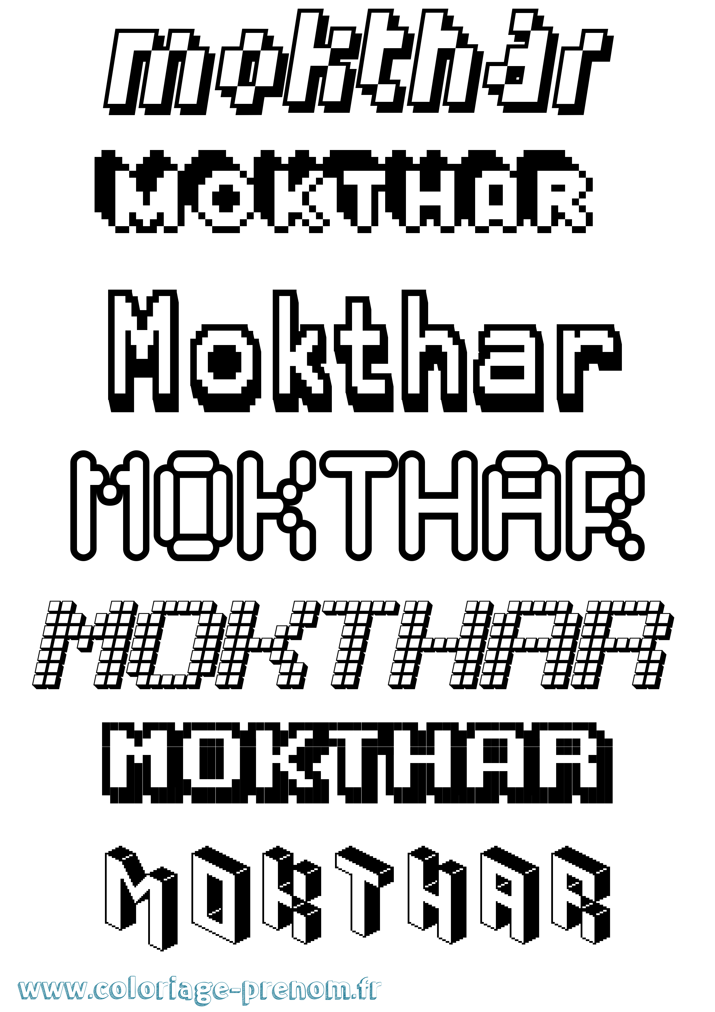 Coloriage Mokthar Pixel Coloriage prénom Mokthar Pixel