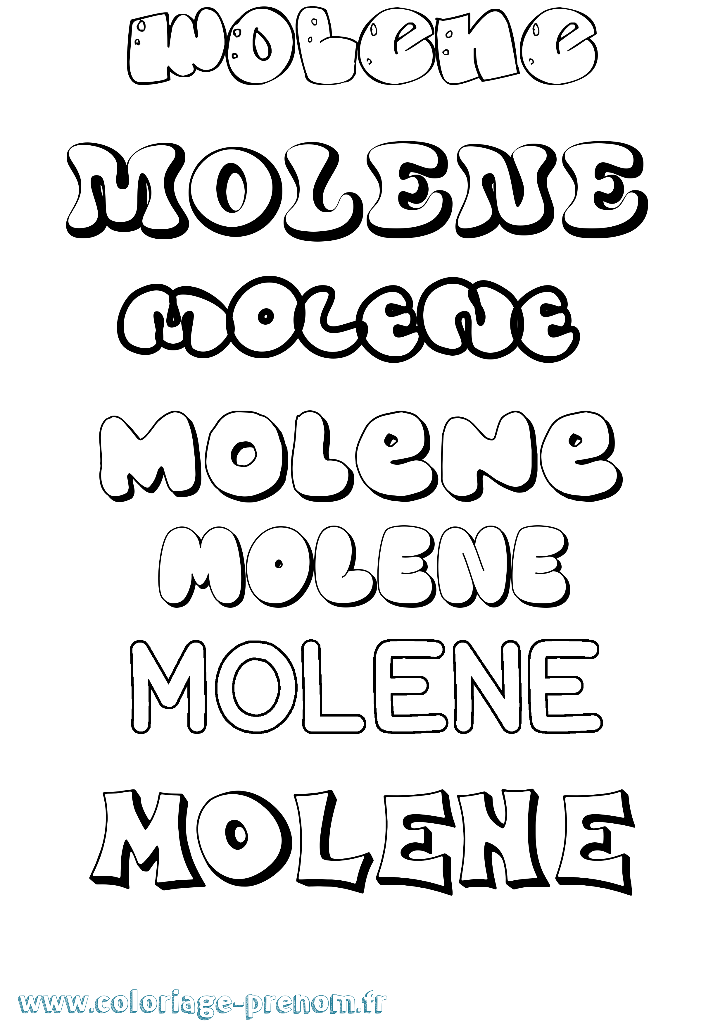 Coloriage Molene Bubble Coloriage prénom Molene Bubble
