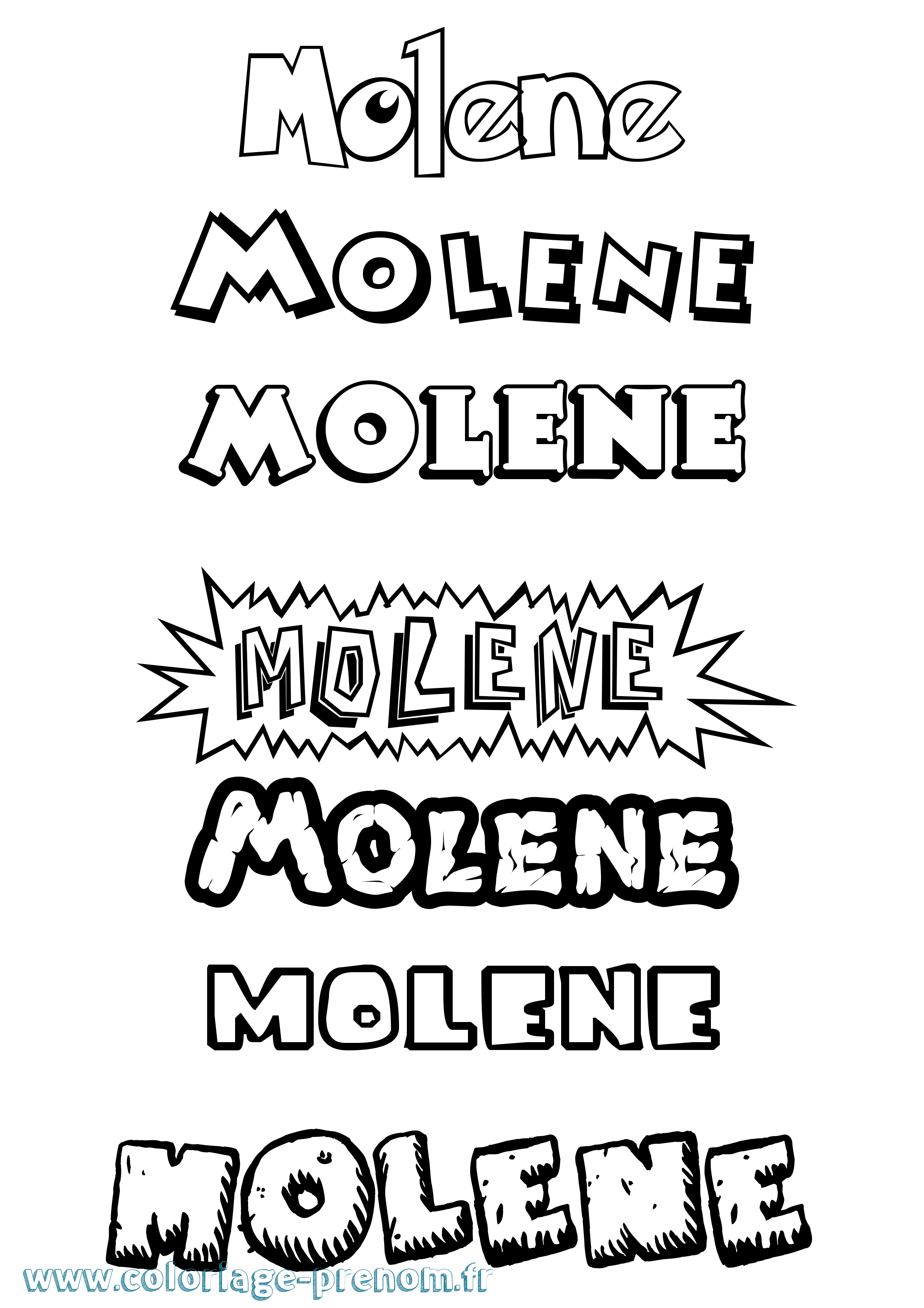 Coloriage Molene Dessin Animé Coloriage prénom Molene Dessin Animé