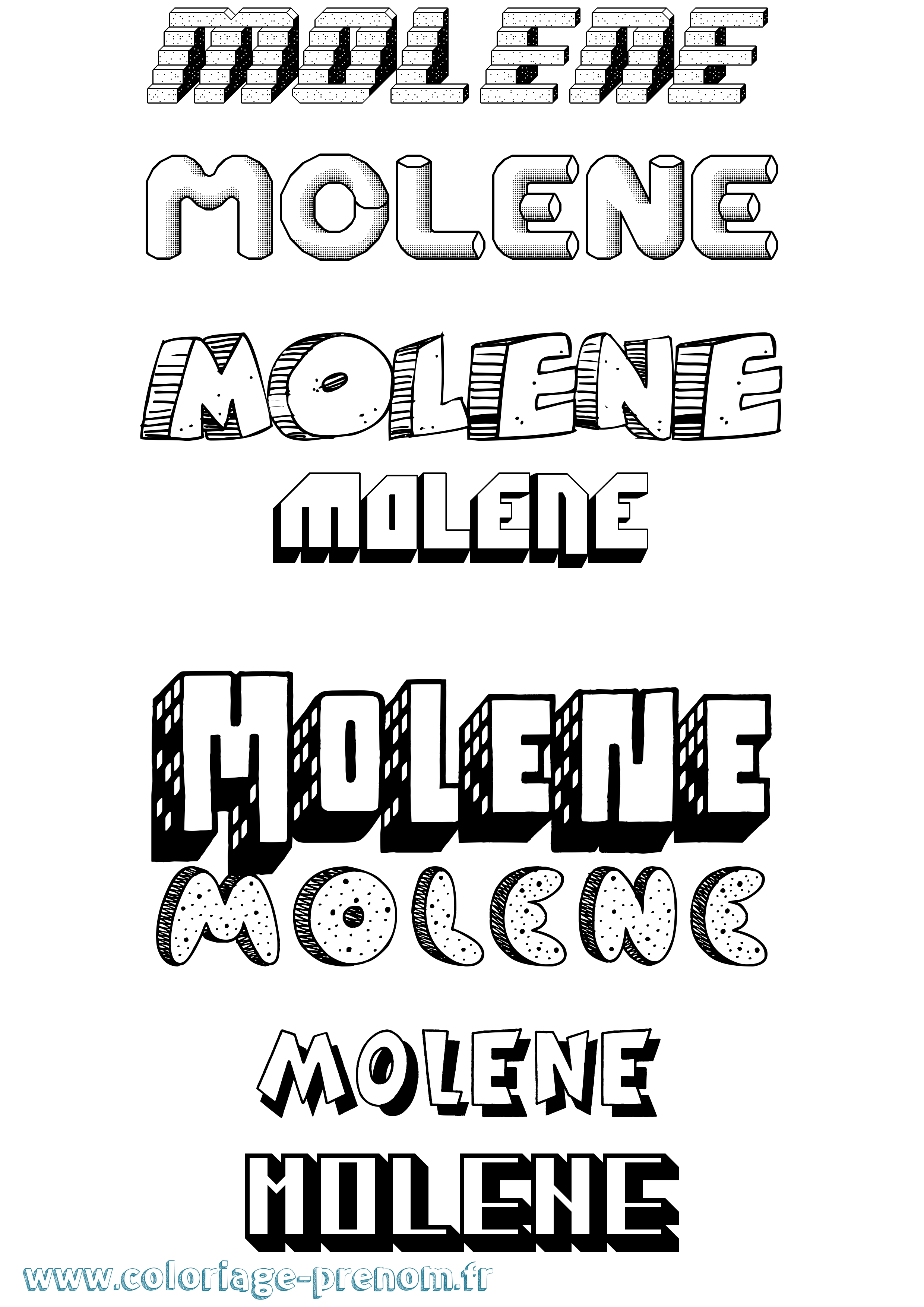 Coloriage Molene Effet 3D Coloriage prénom Molene Effet 3D
