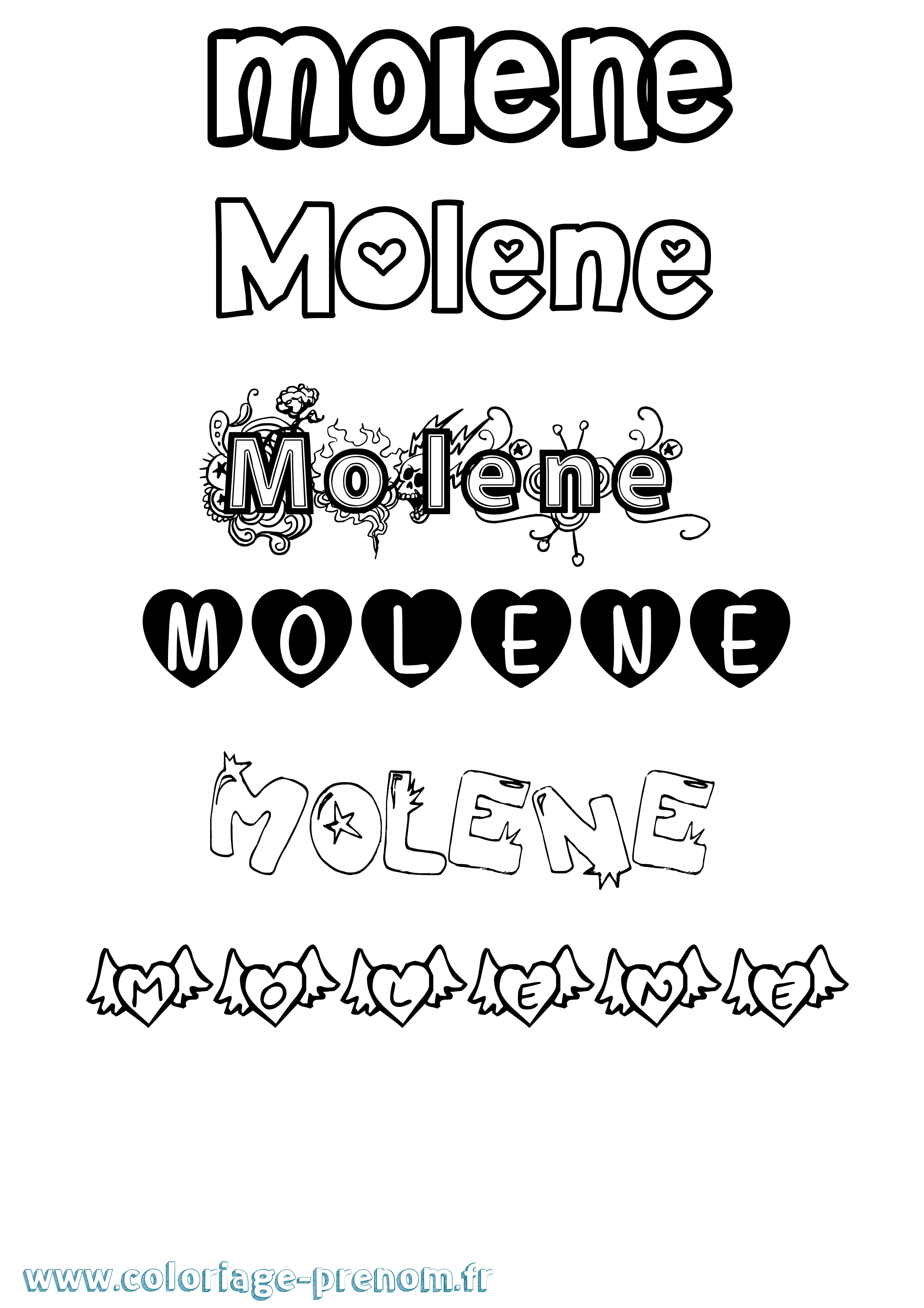 Coloriage Molene Girly Coloriage prénom Molene Girly