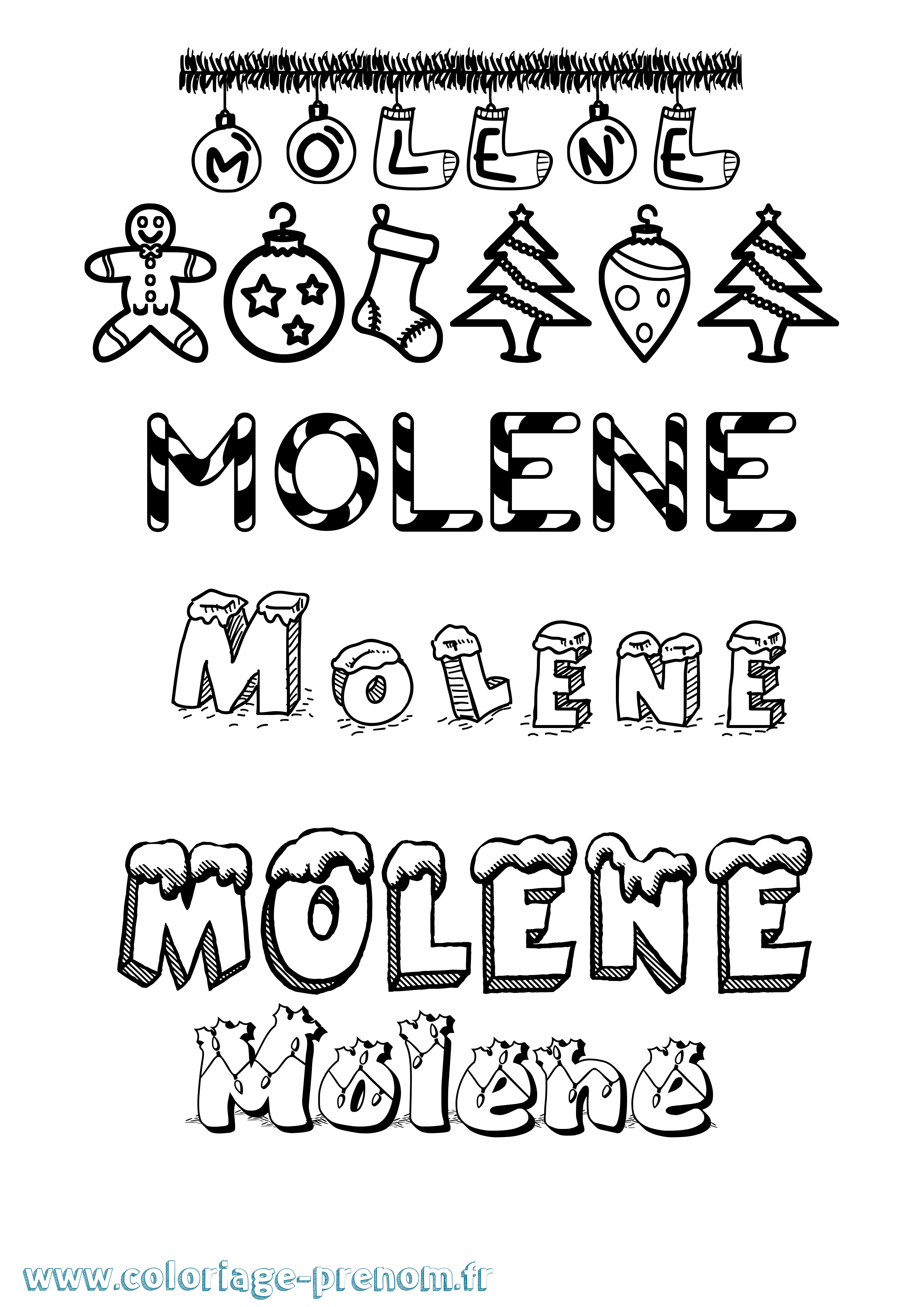Coloriage Molene Noël Coloriage prénom Molene Noël