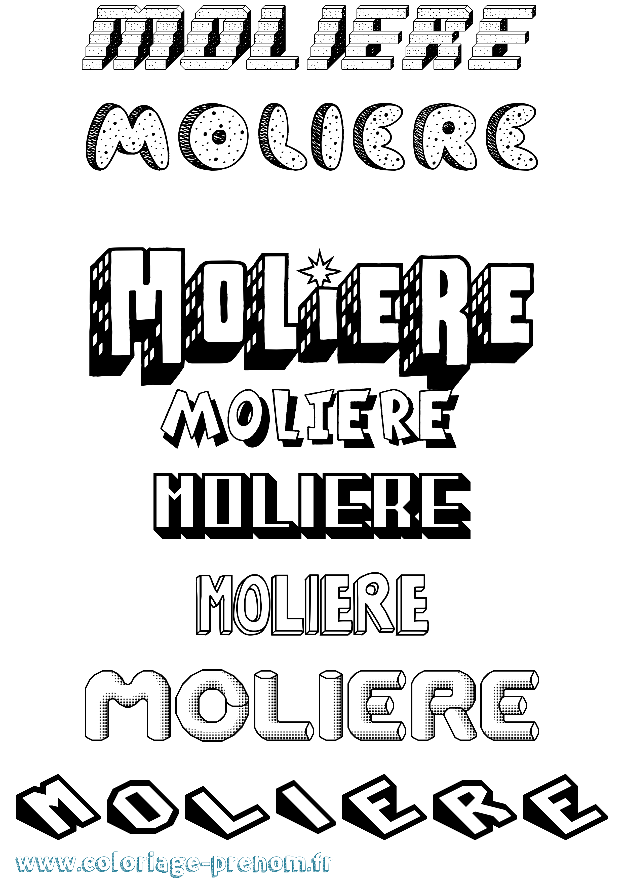 Coloriage Moliere Effet 3D Coloriage prénom Moliere Effet 3D