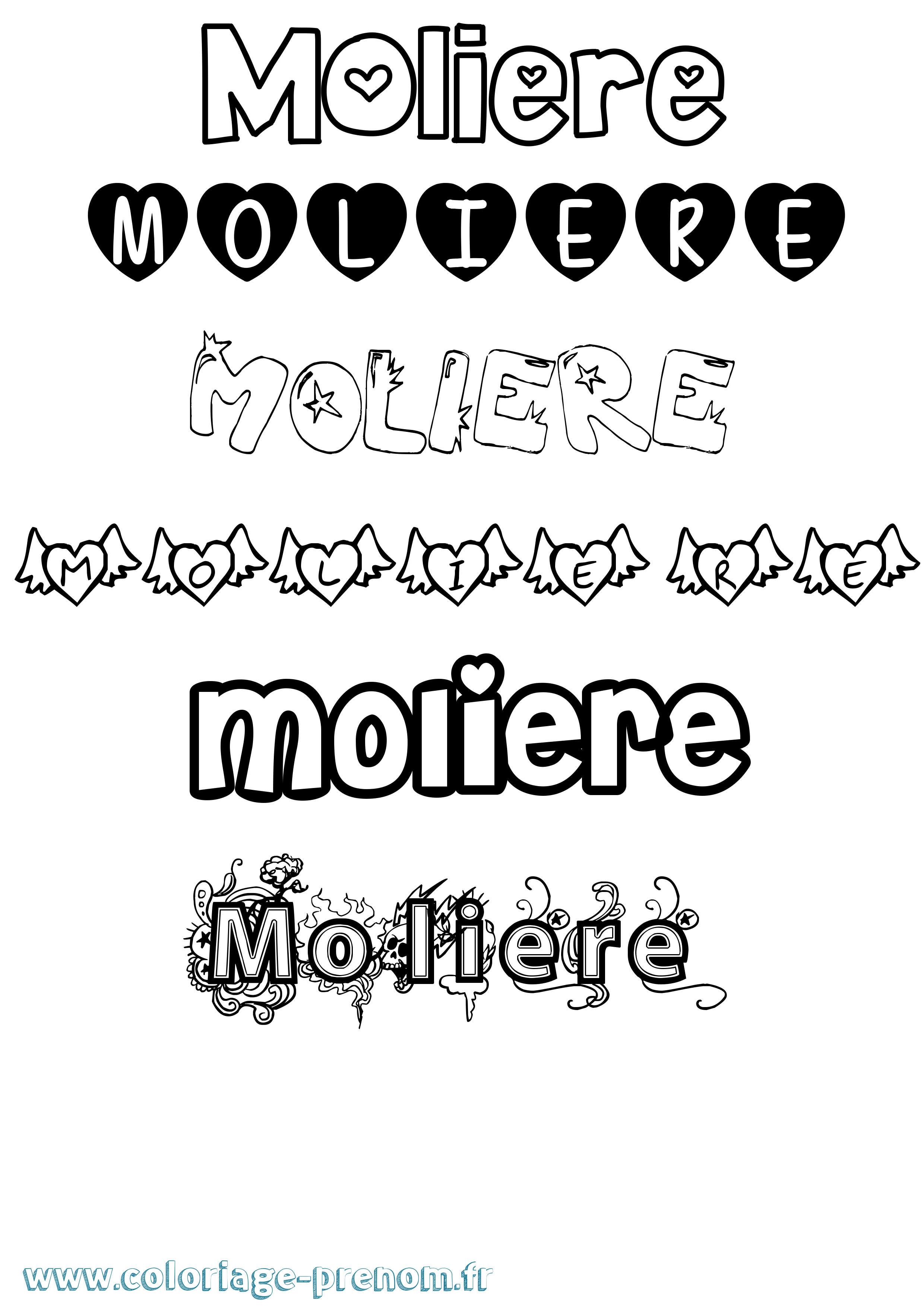 Coloriage Moliere Girly Coloriage prénom Moliere Girly