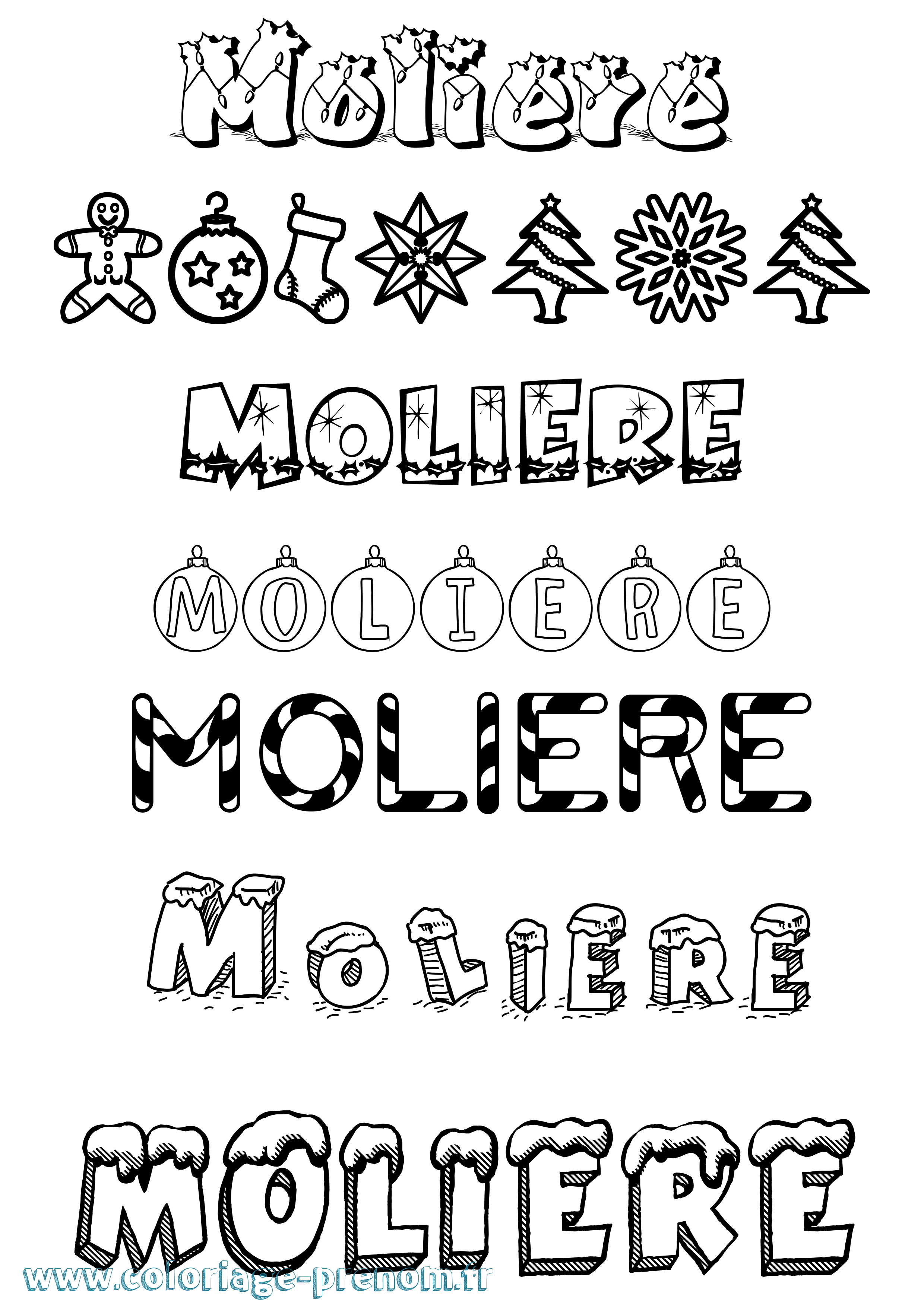 Coloriage Moliere Noël Coloriage prénom Moliere Noël