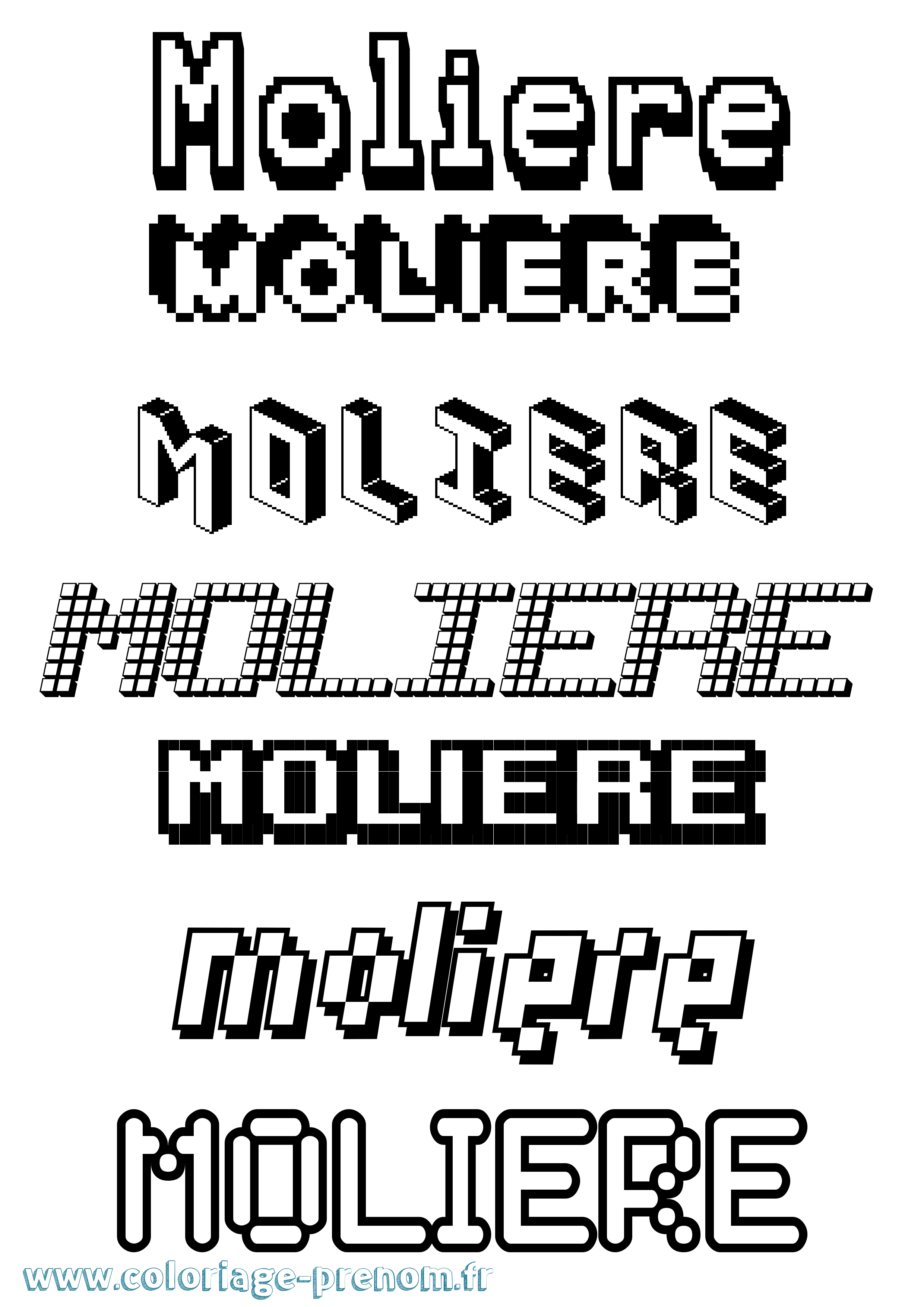 Coloriage Moliere Pixel Coloriage prénom Moliere Pixel