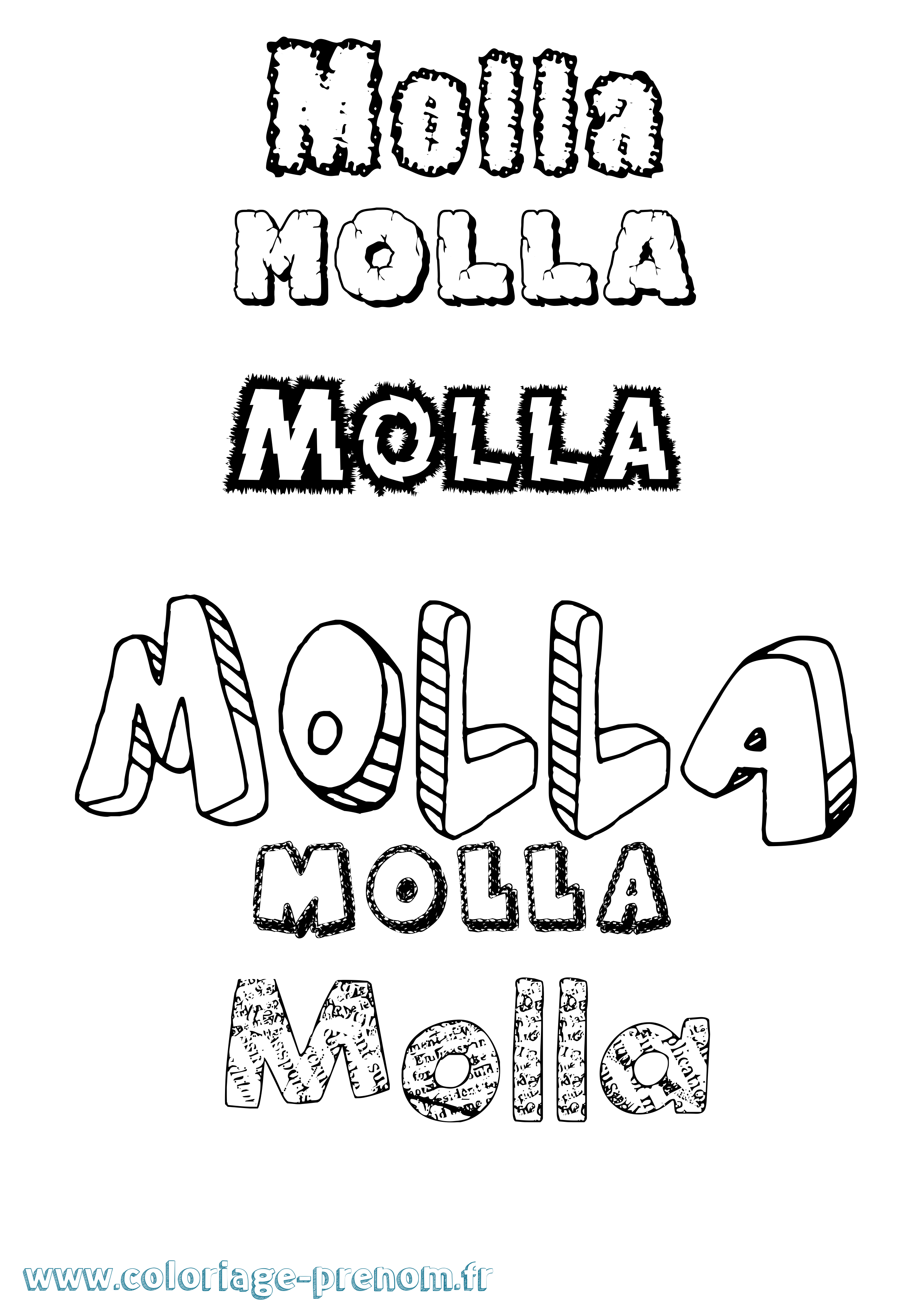 Coloriage Molla Destructuré Coloriage prénom Molla Destructuré