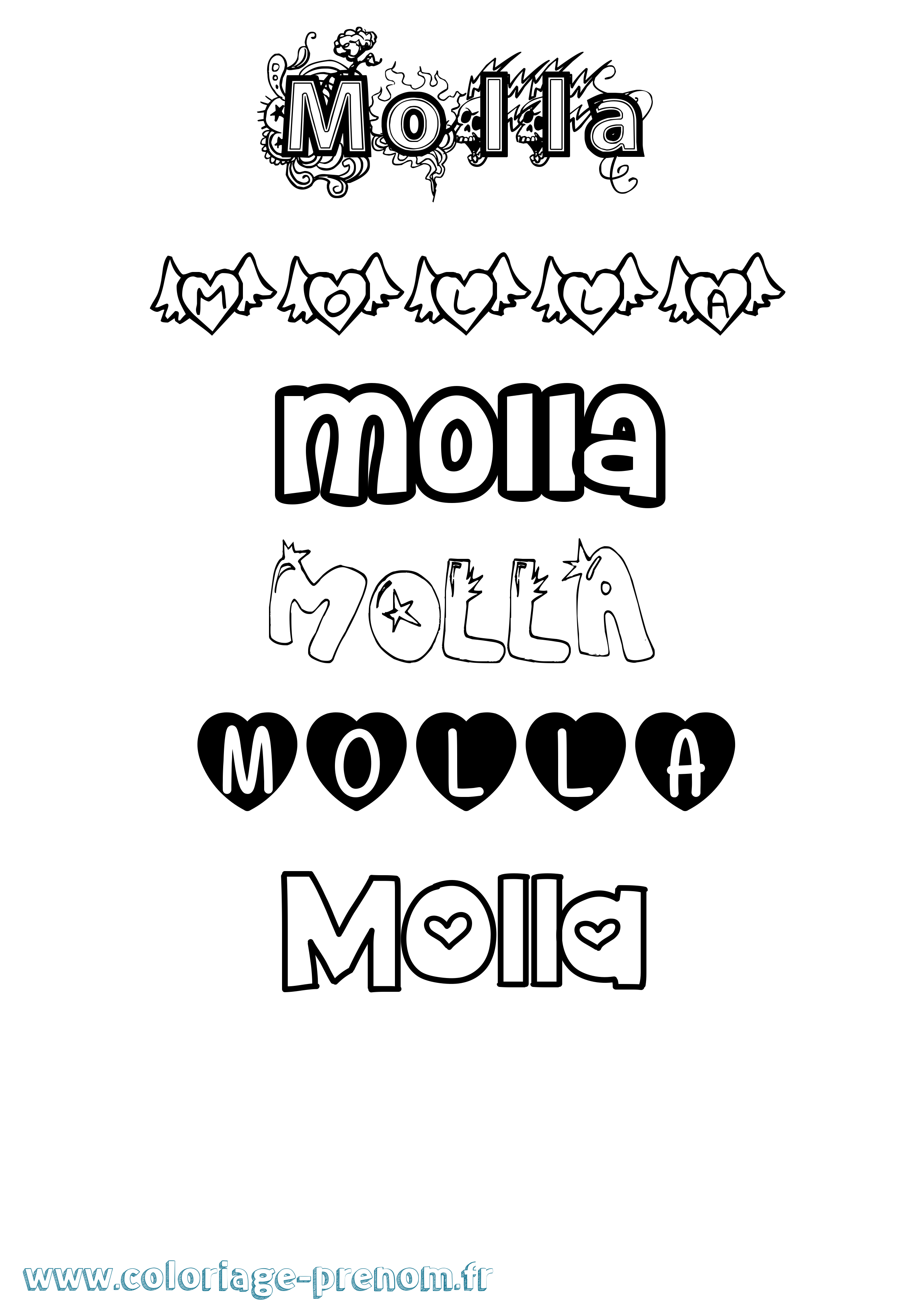 Coloriage Molla Girly Coloriage prénom Molla Girly