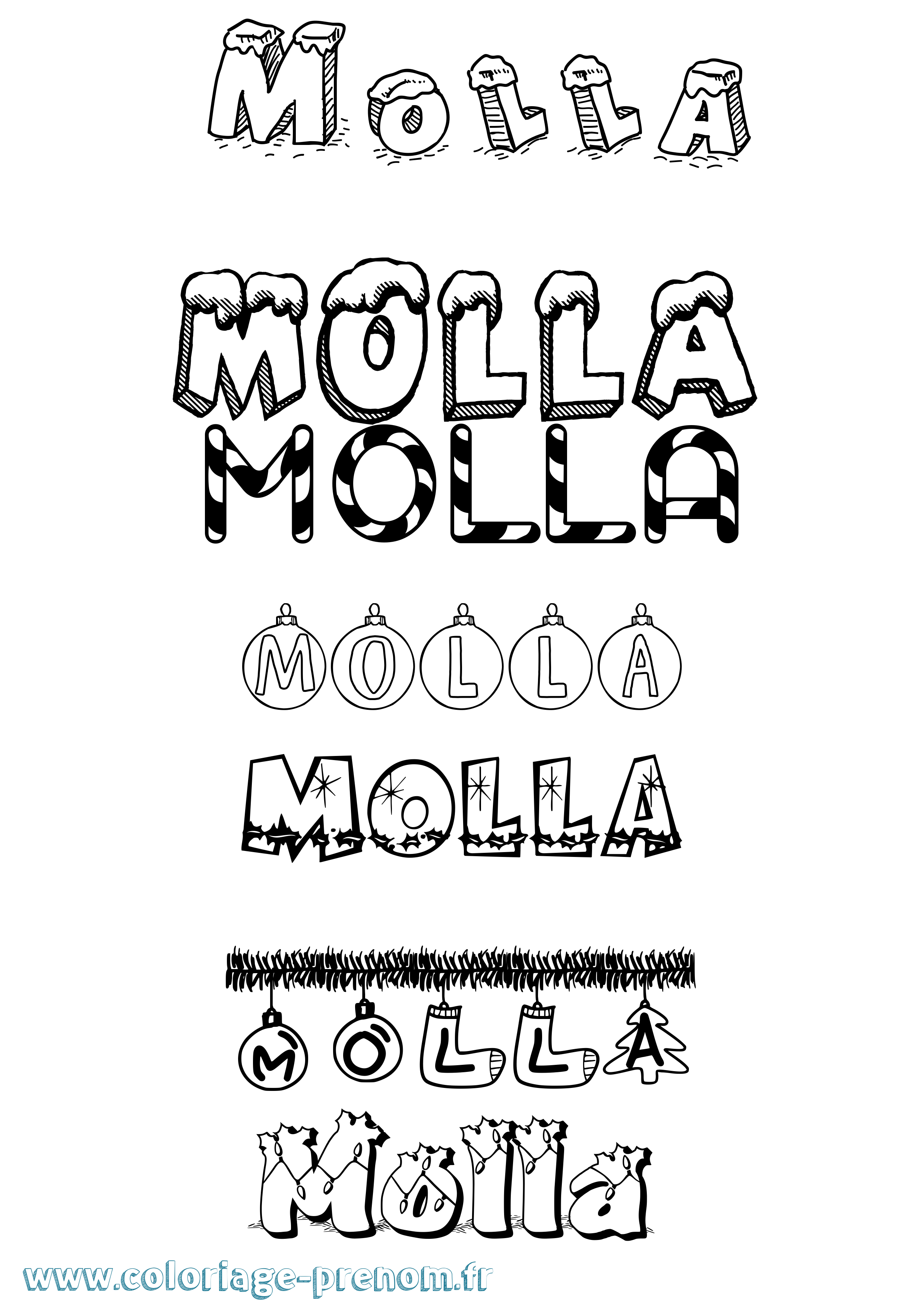 Coloriage Molla Noël Coloriage prénom Molla Noël