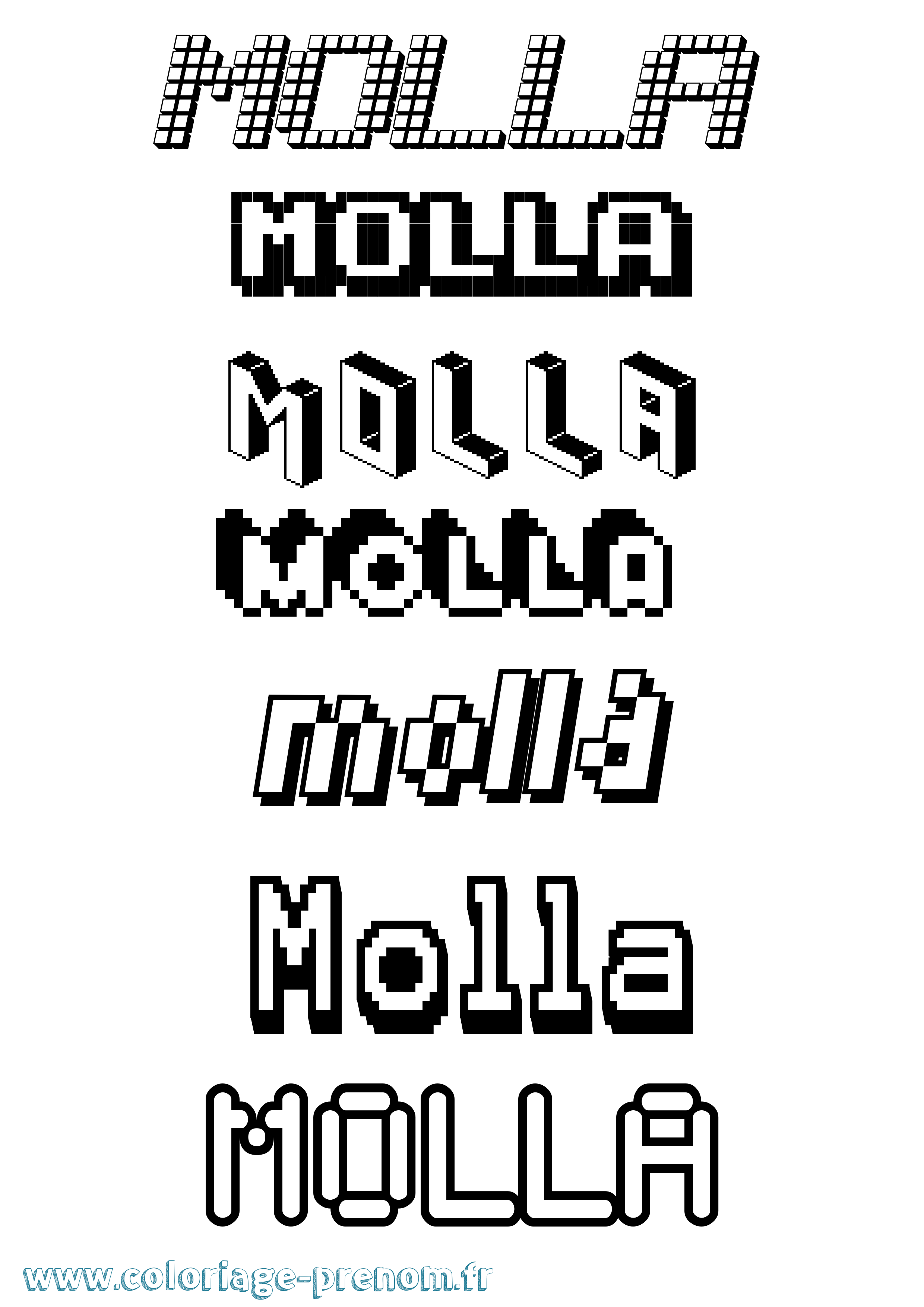 Coloriage Molla Pixel Coloriage prénom Molla Pixel