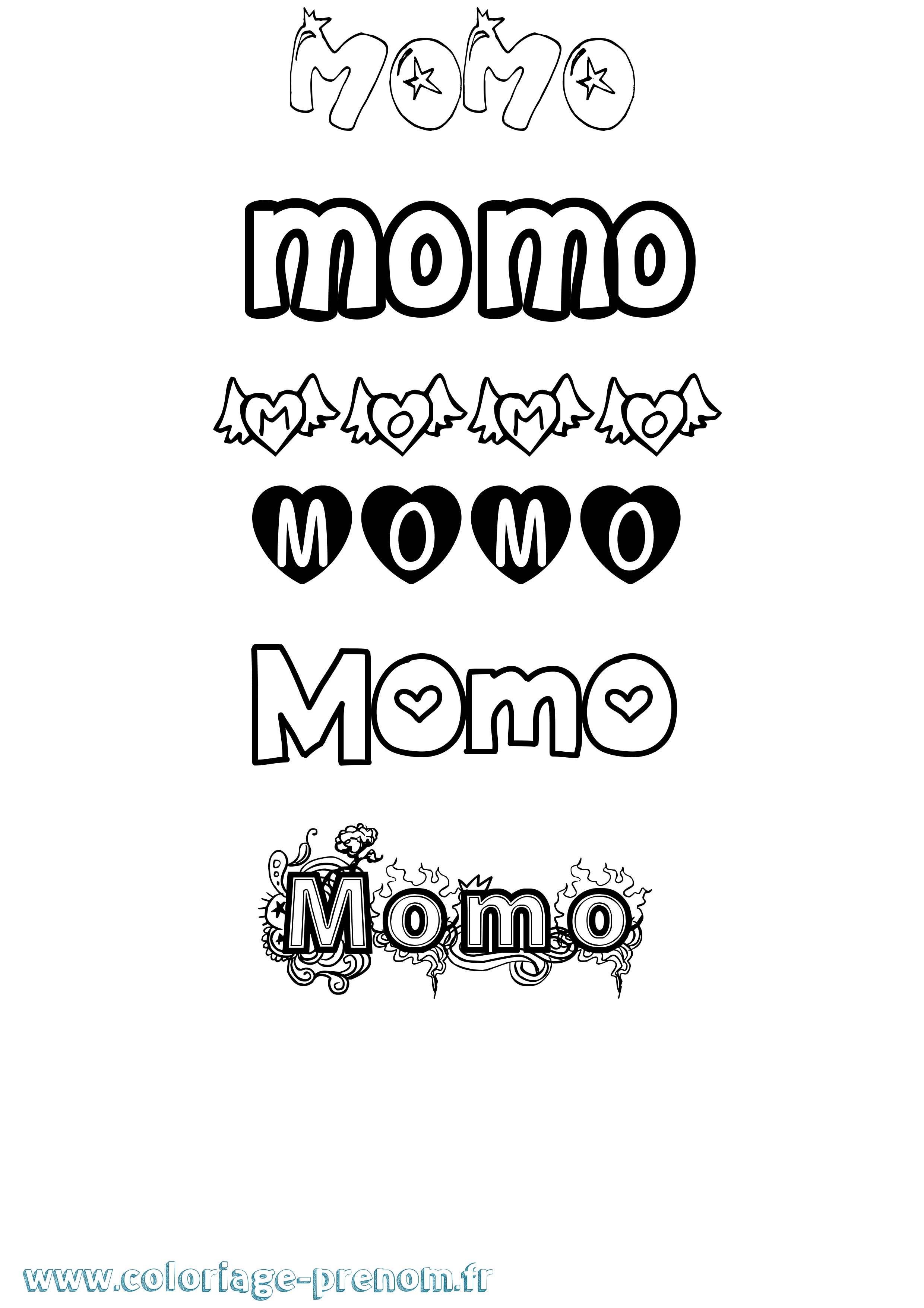 Coloriage Momo Girly Coloriage prénom Momo Girly