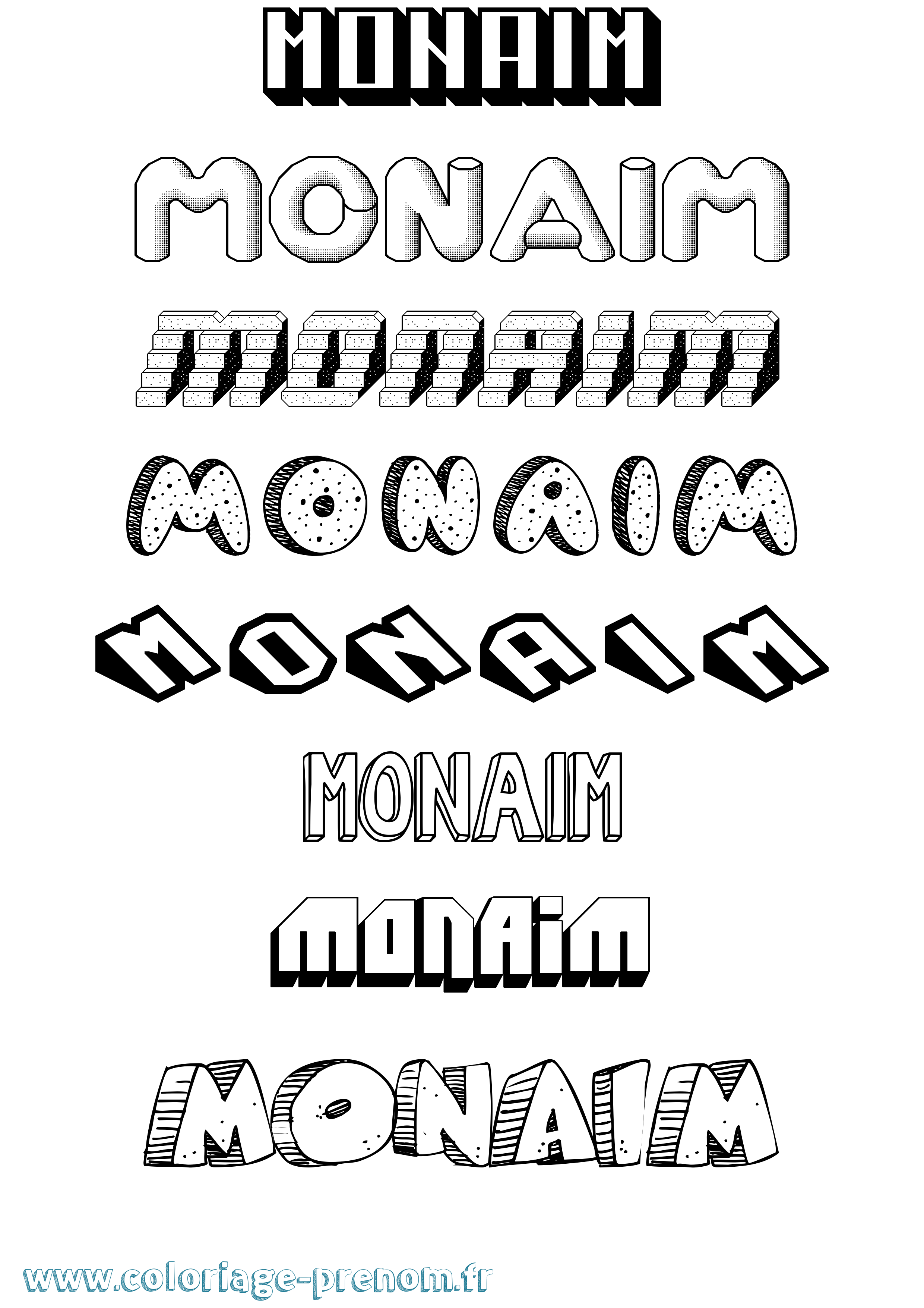 Coloriage Monaim Effet 3D Coloriage prénom Monaim Effet 3D