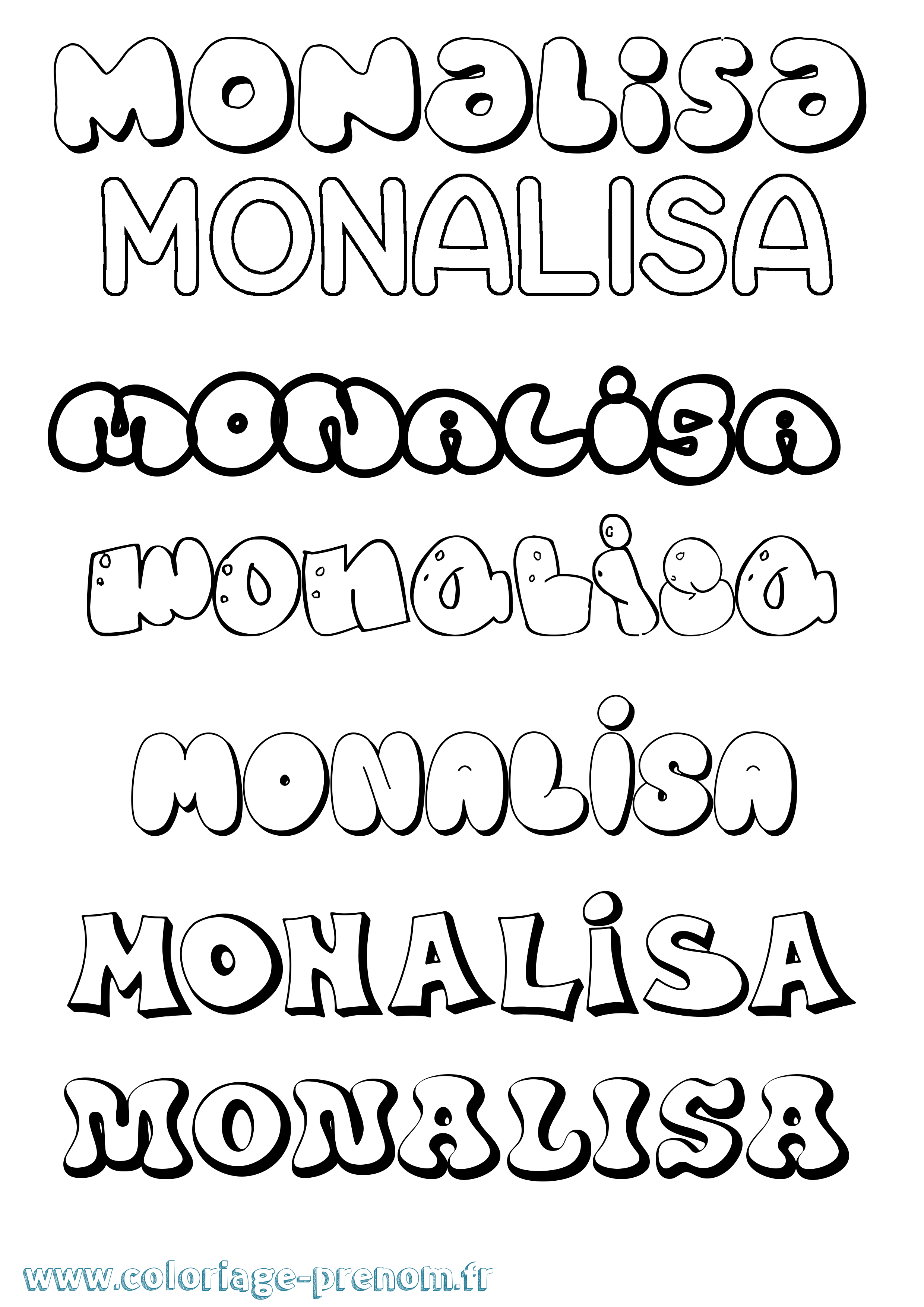 Coloriage Monalisa Bubble Coloriage prénom Monalisa Bubble