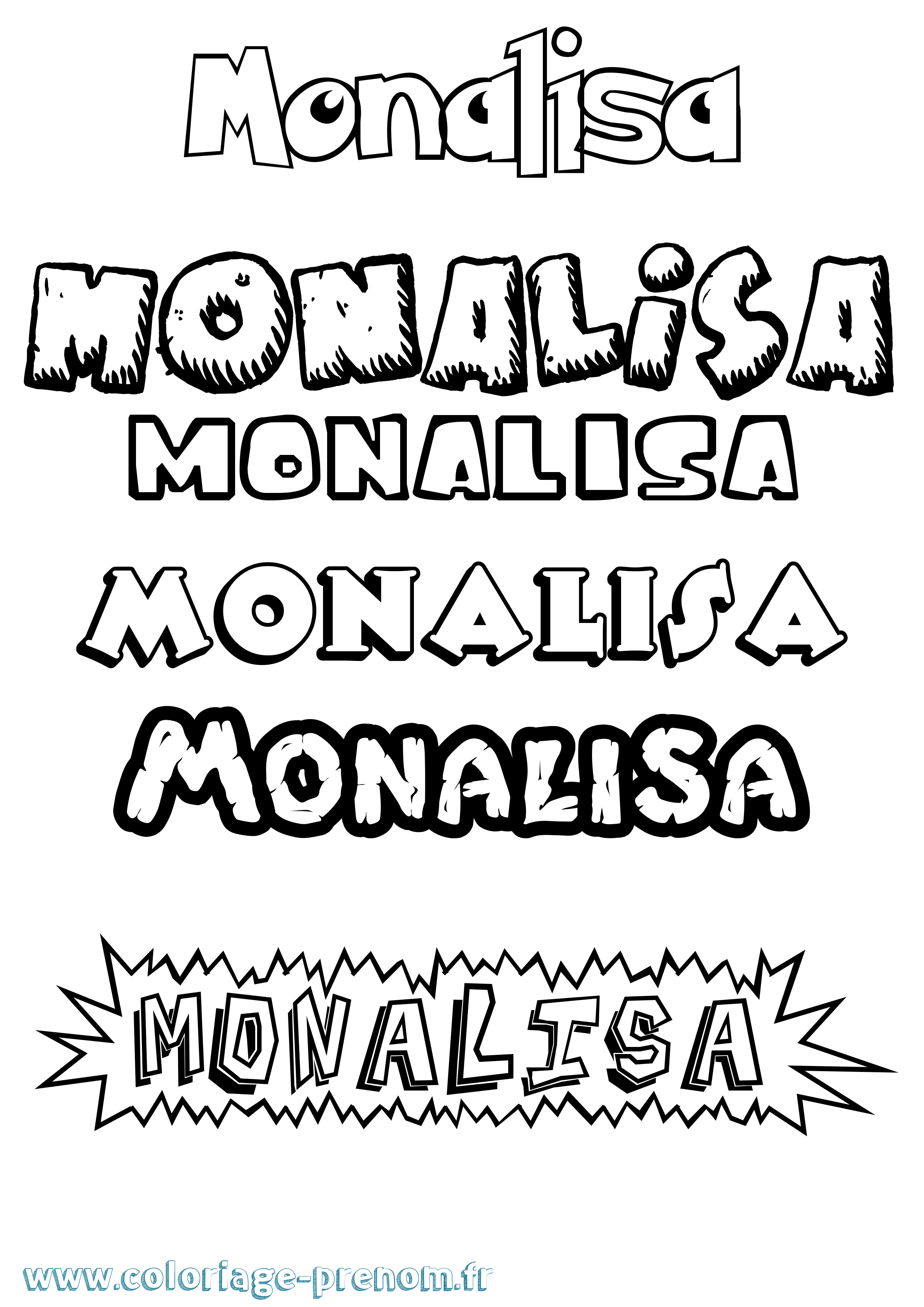 Coloriage Monalisa Dessin Animé Coloriage prénom Monalisa Dessin Animé