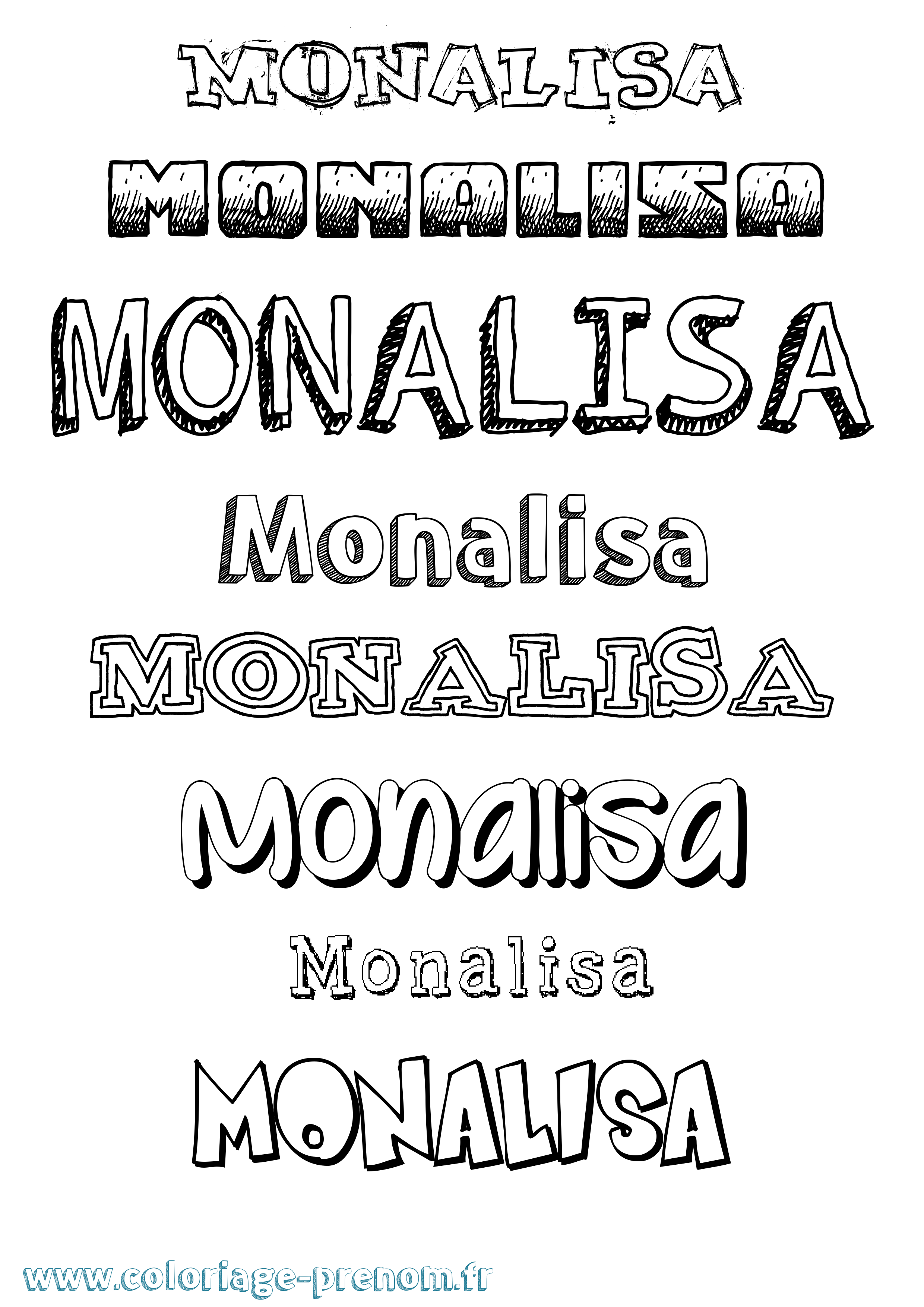 Coloriage Monalisa Dessiné Coloriage prénom Monalisa Dessiné