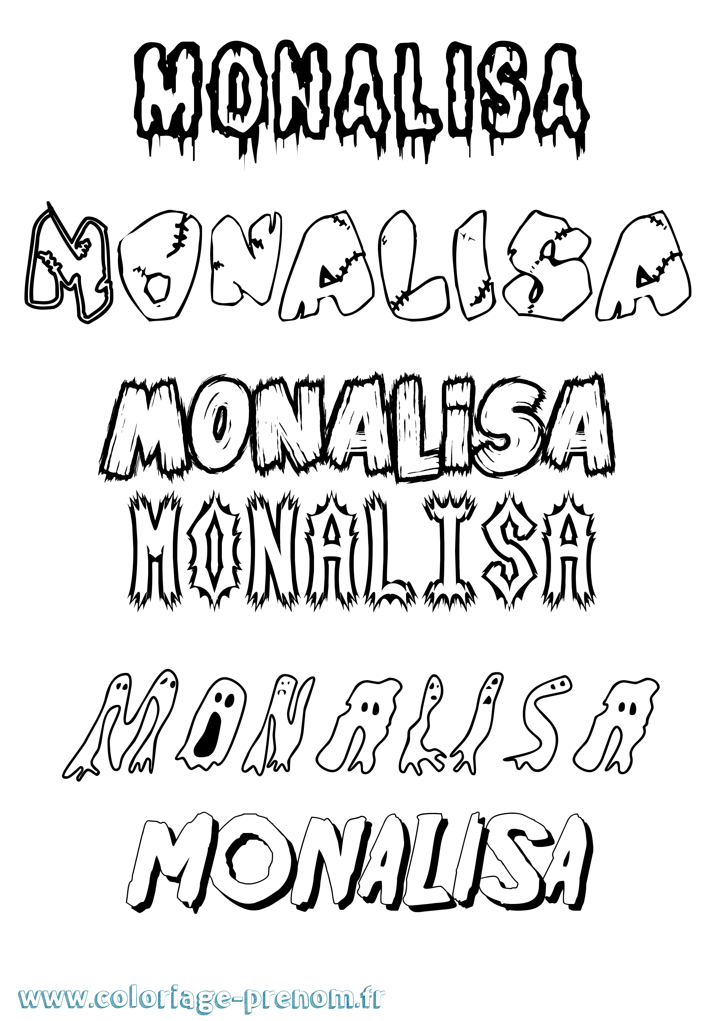 Coloriage Monalisa Frisson Coloriage prénom Monalisa Frisson