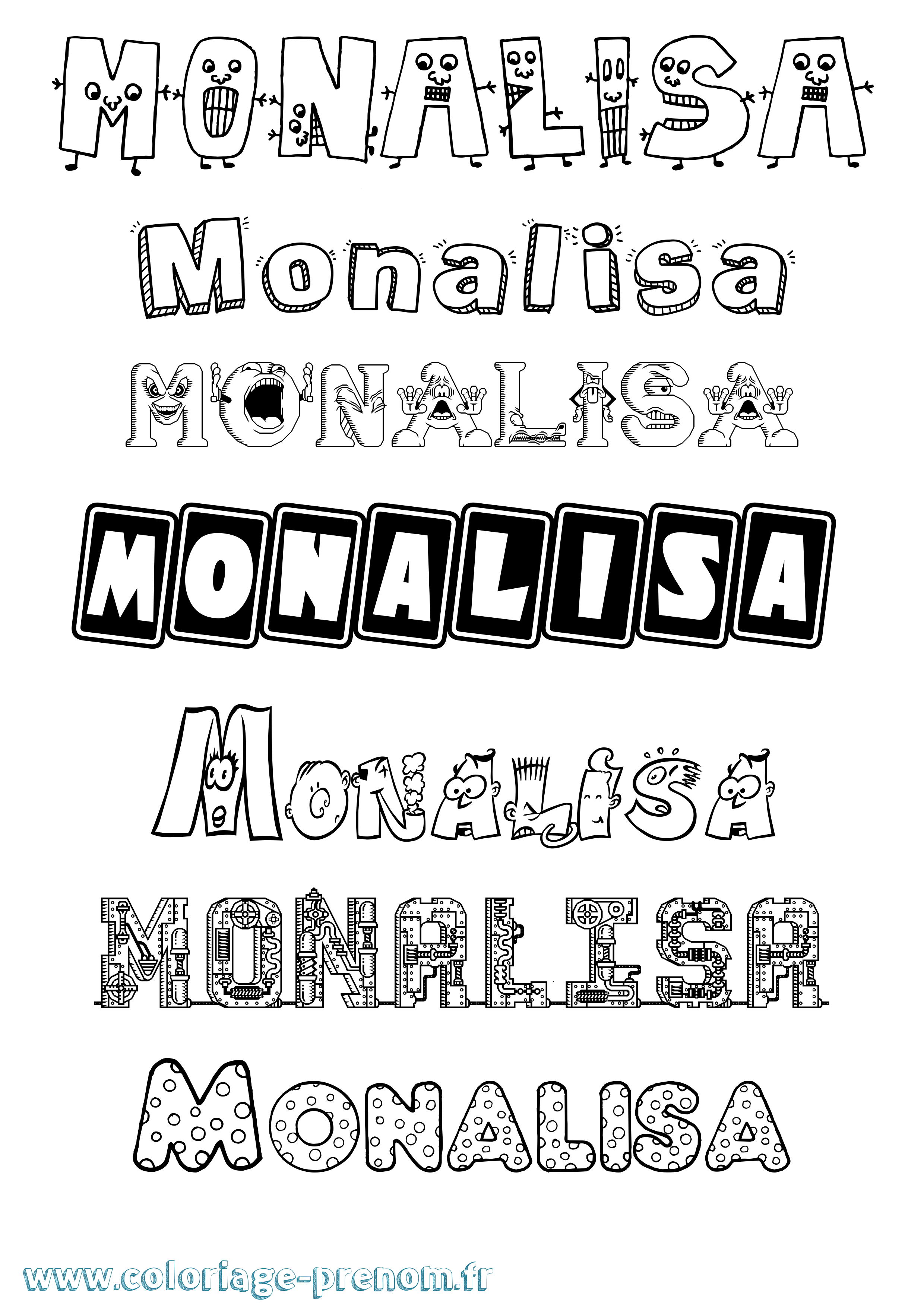 Coloriage Monalisa Fun Coloriage prénom Monalisa Fun
