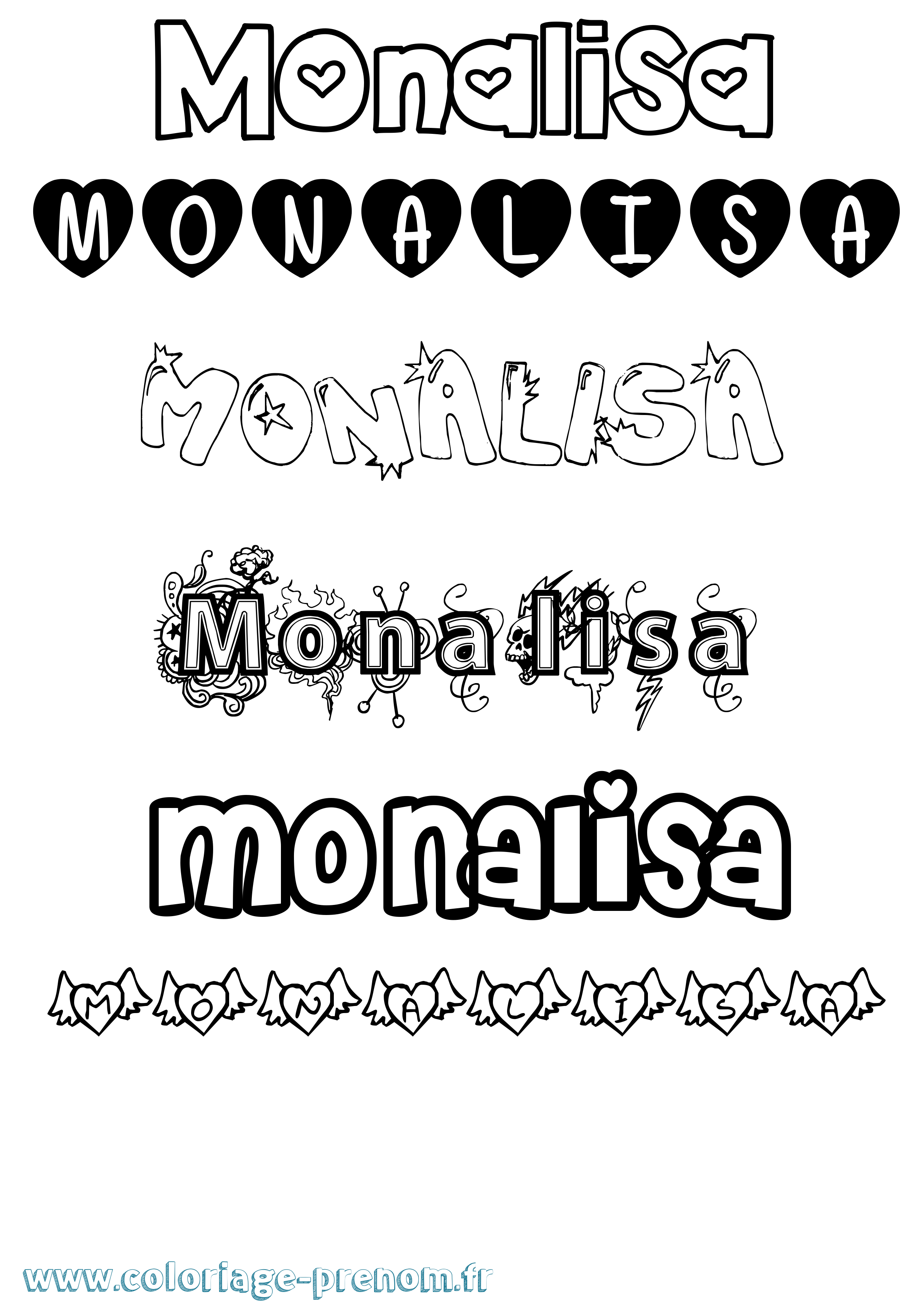 Coloriage Monalisa Girly Coloriage prénom Monalisa Girly