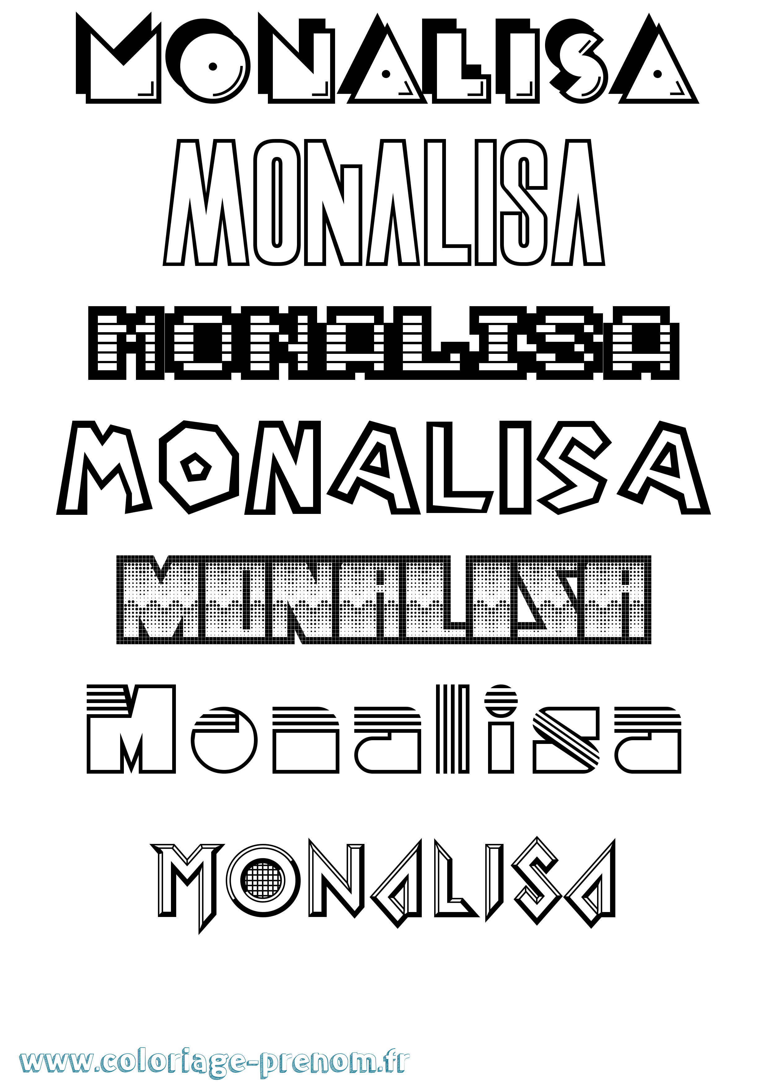 Coloriage Monalisa Jeux Vidéos Coloriage prénom Monalisa Jeux Vidéos