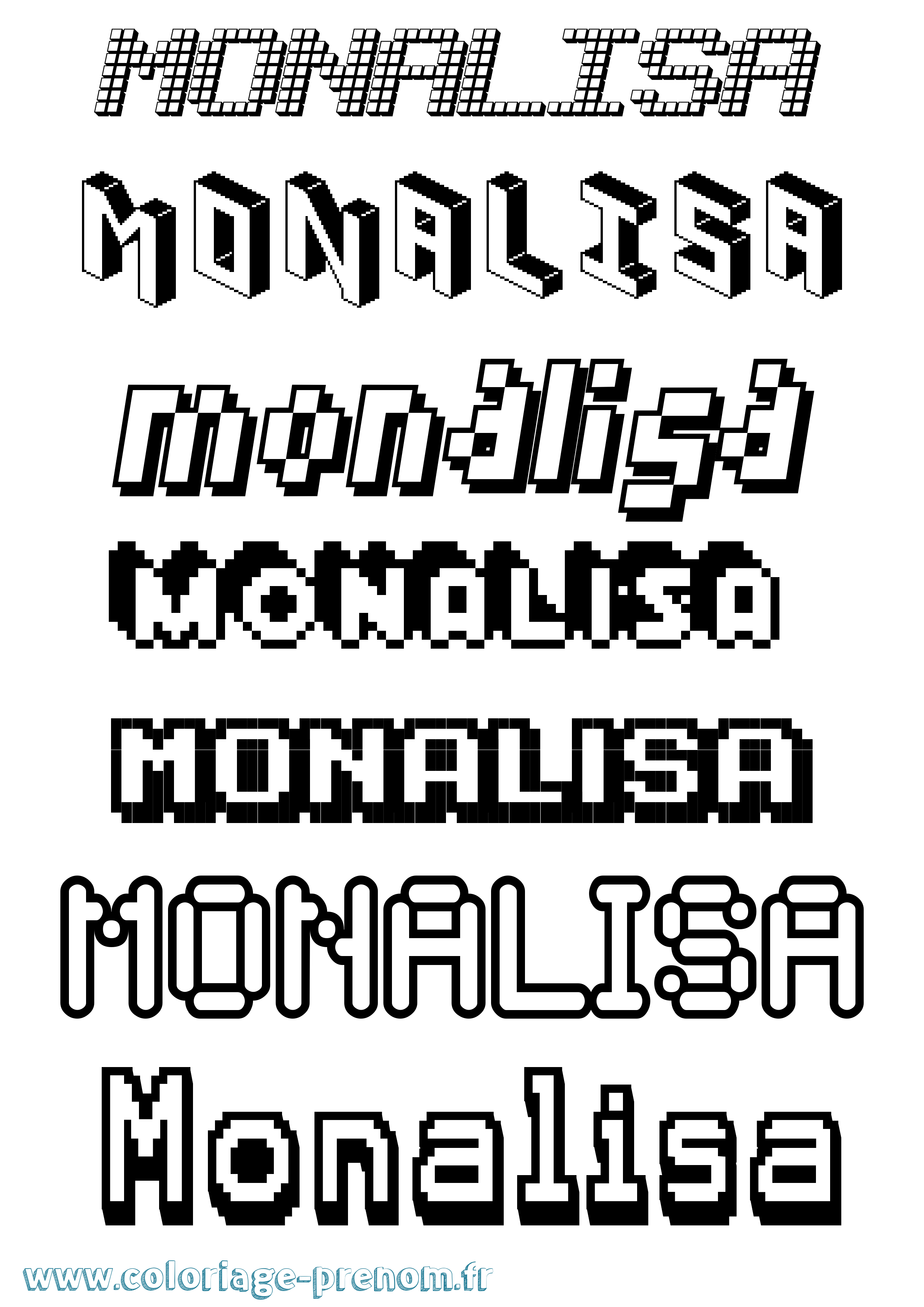 Coloriage Monalisa Pixel Coloriage prénom Monalisa Pixel