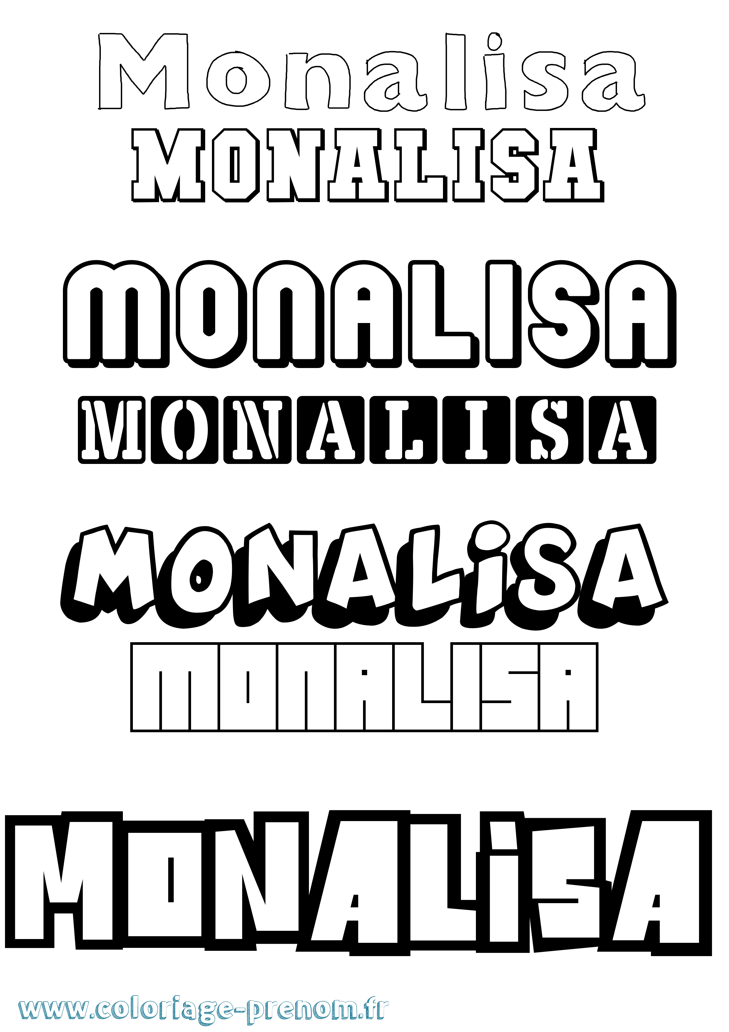 Coloriage Monalisa Simple Coloriage prénom Monalisa Simple