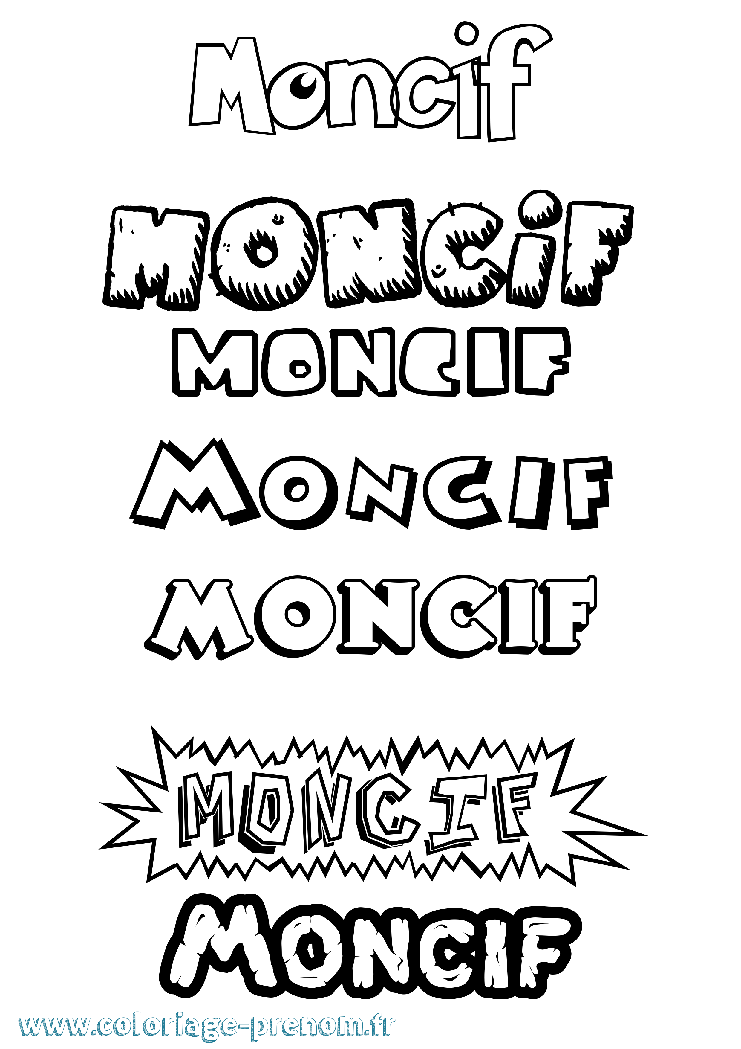 Coloriage Moncif Dessin Animé Coloriage prénom Moncif Dessin Animé
