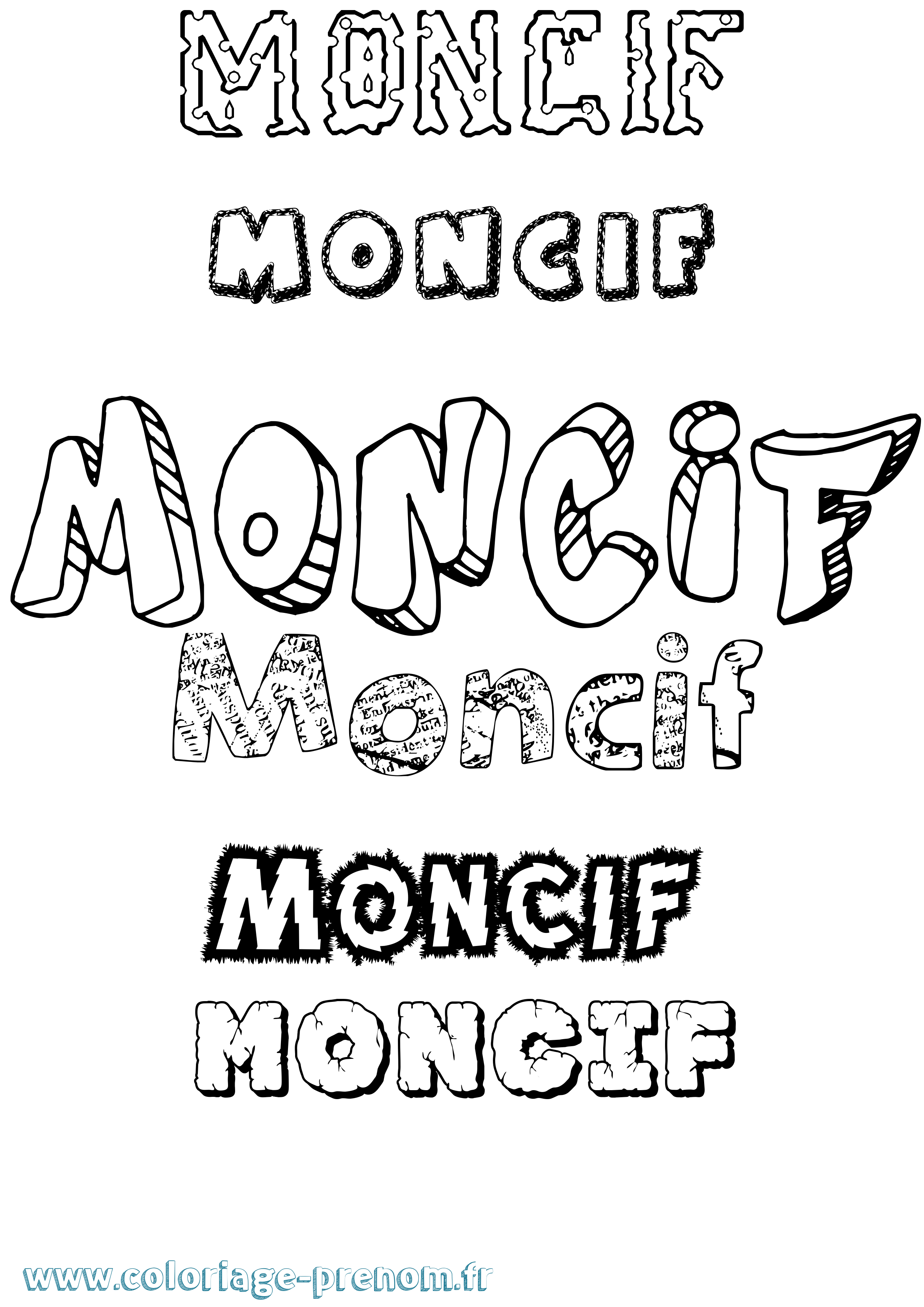 Coloriage Moncif Destructuré Coloriage prénom Moncif Destructuré