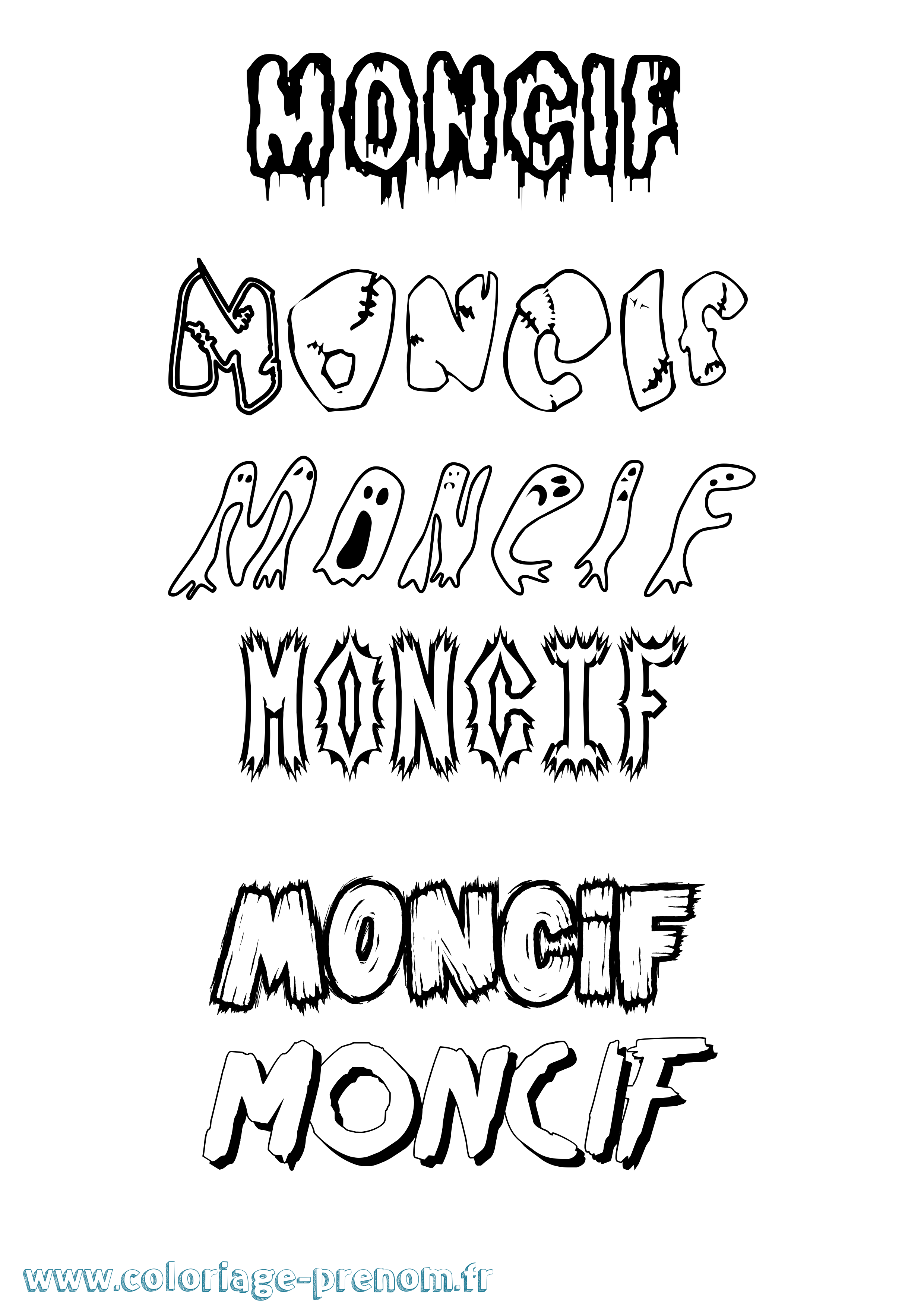 Coloriage Moncif Frisson Coloriage prénom Moncif Frisson