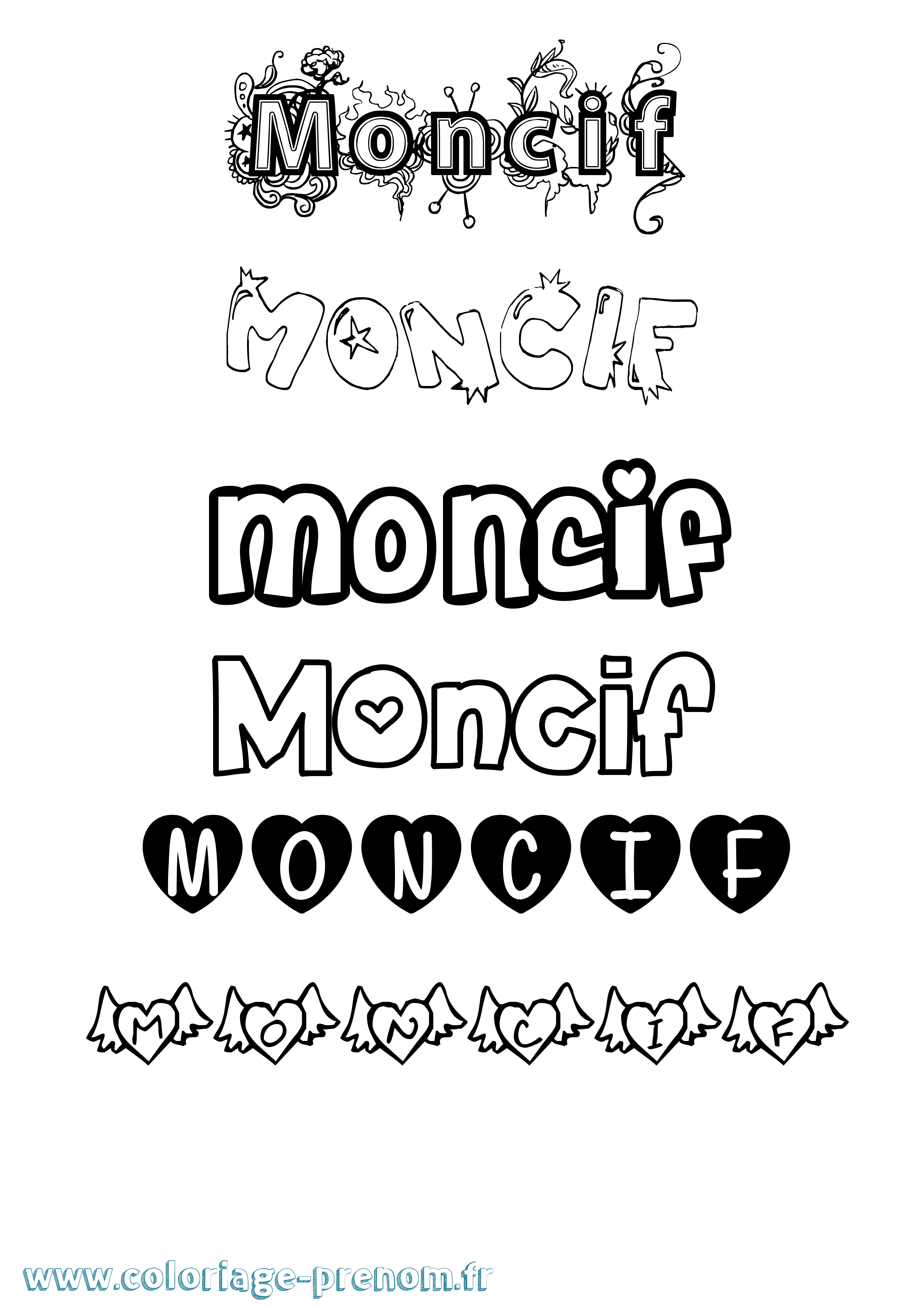 Coloriage Moncif Girly Coloriage prénom Moncif Girly