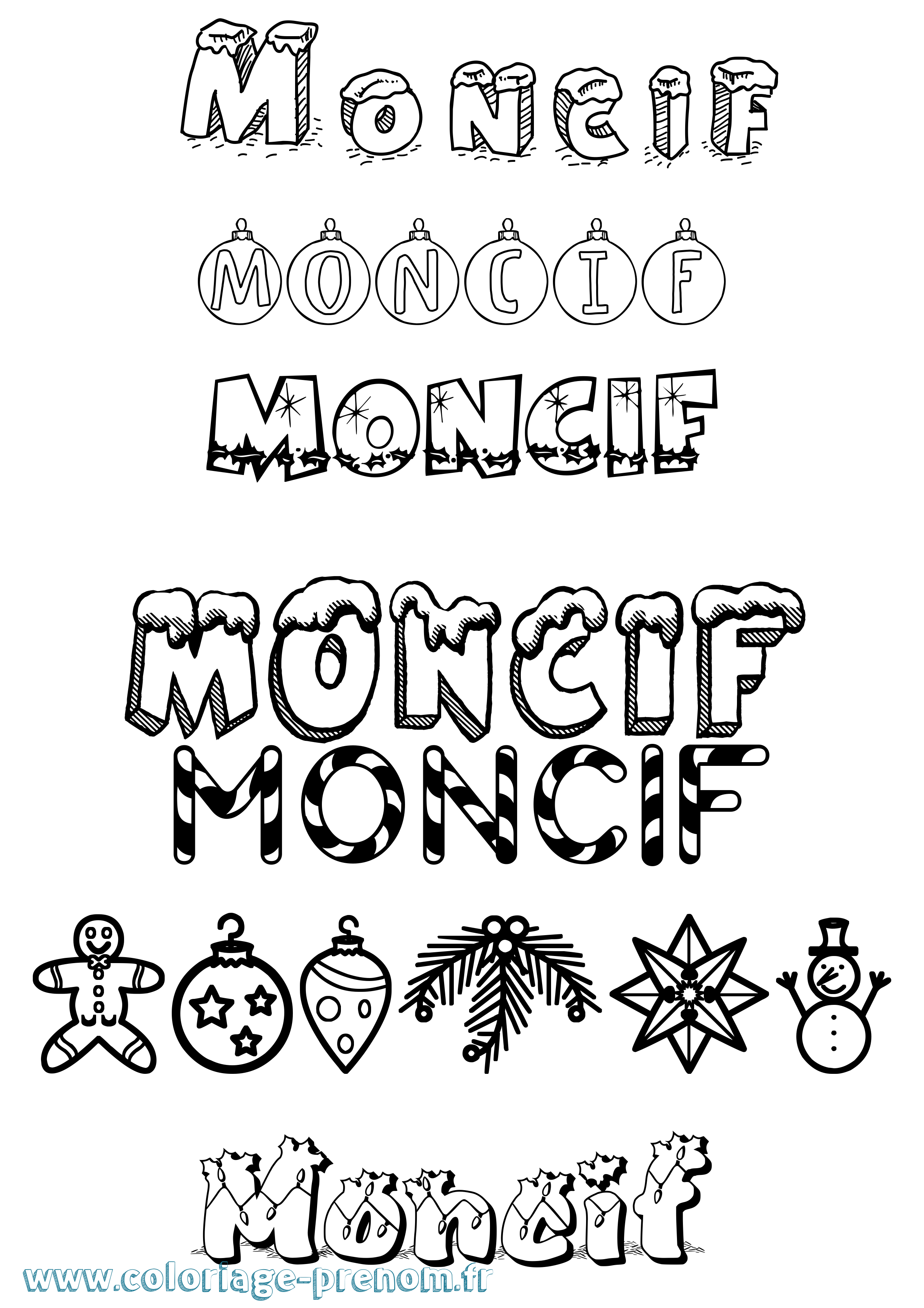 Coloriage Moncif Noël Coloriage prénom Moncif Noël