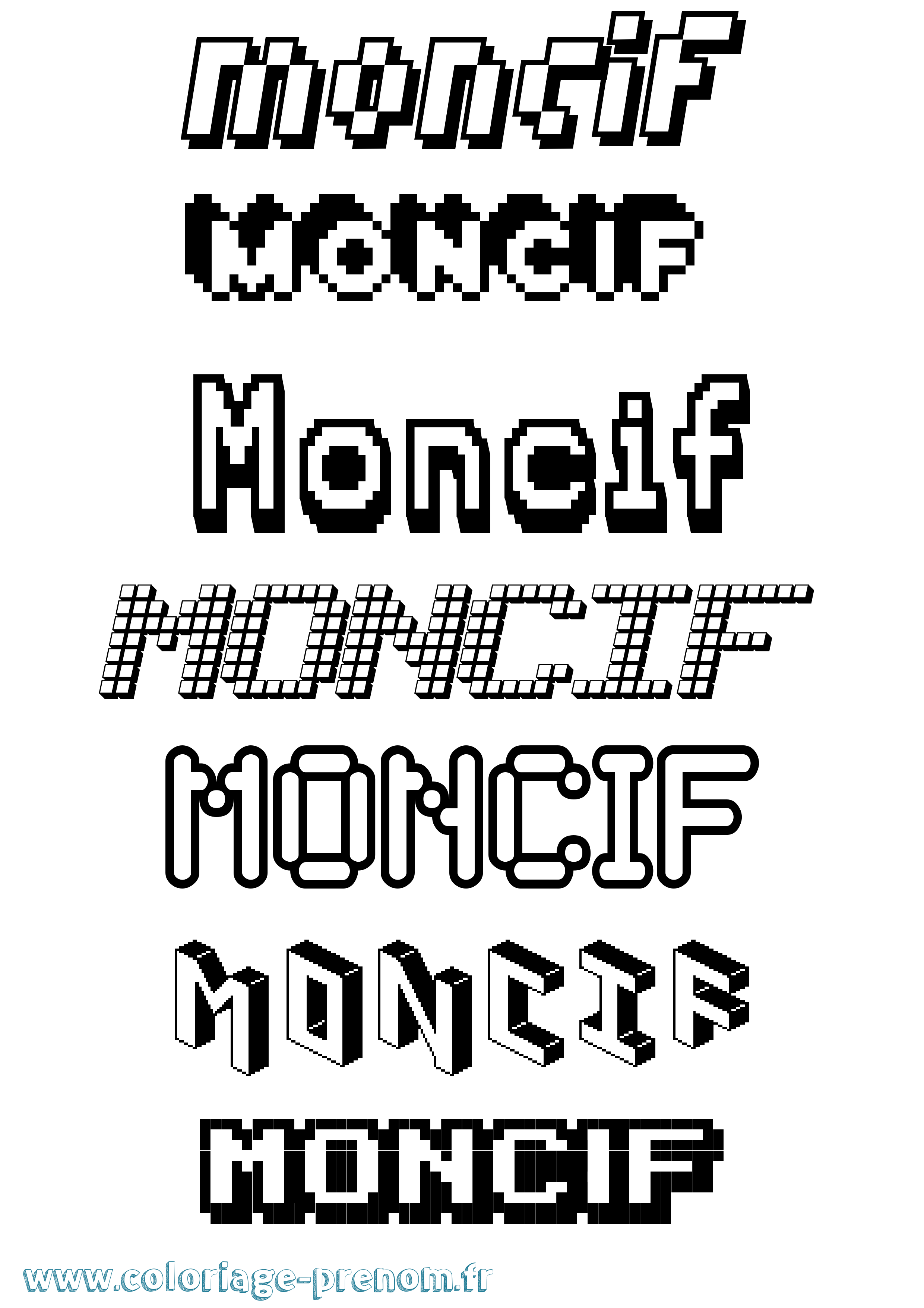 Coloriage Moncif Pixel Coloriage prénom Moncif Pixel