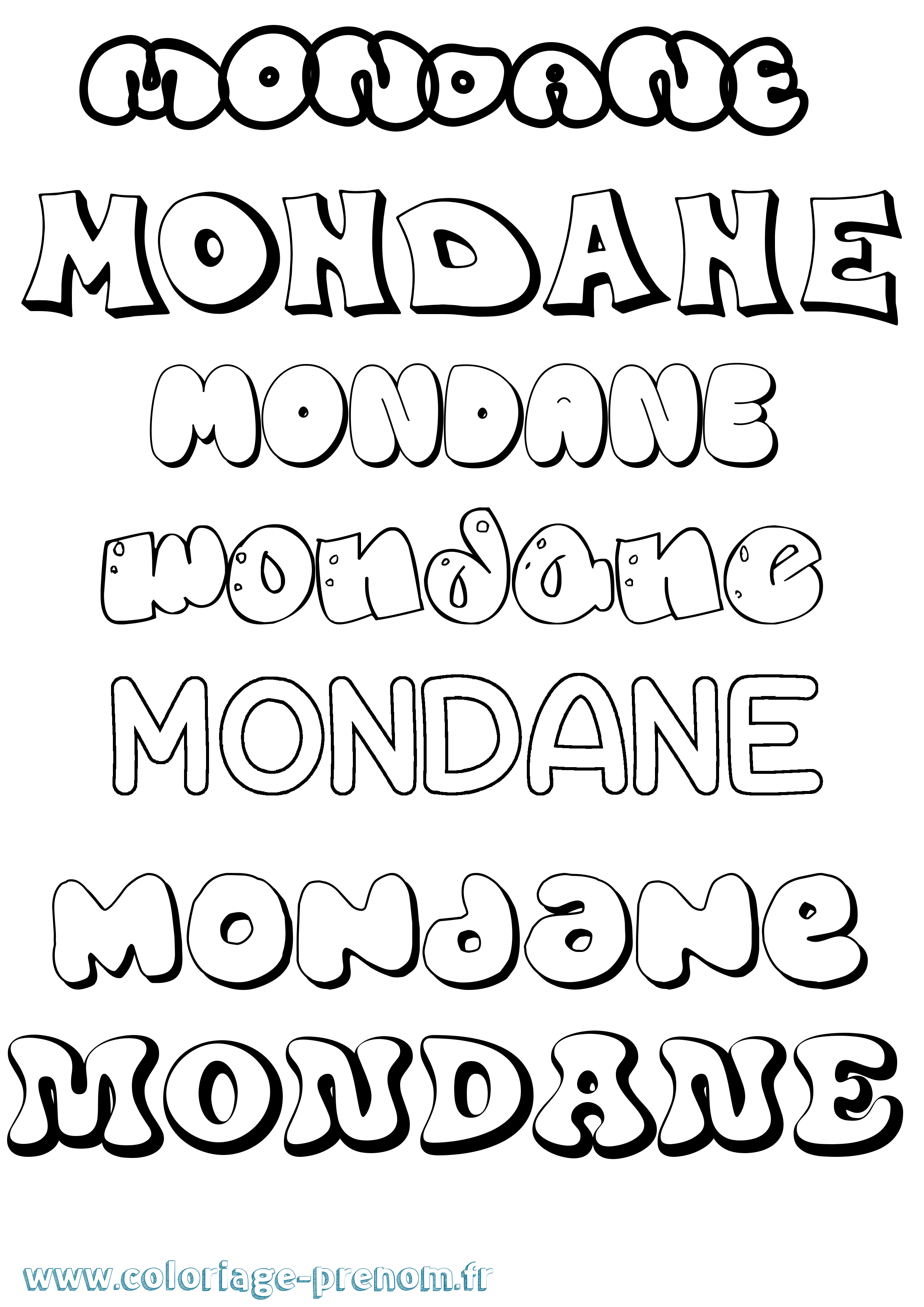 Coloriage Mondane Bubble Coloriage prénom Mondane Bubble