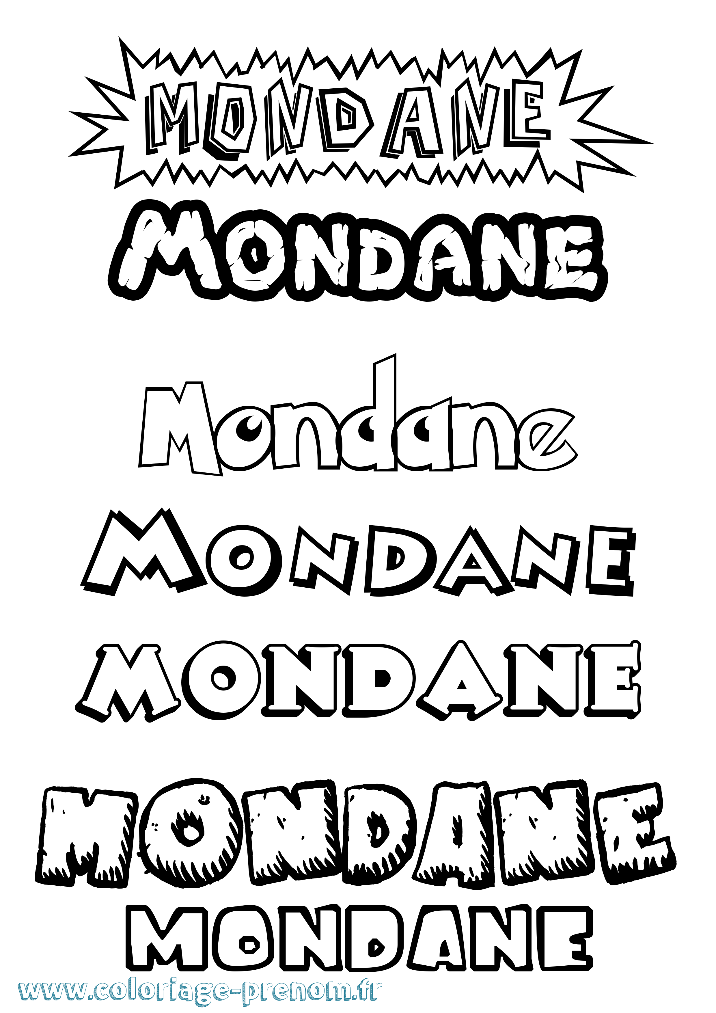 Coloriage Mondane Dessin Animé Coloriage prénom Mondane Dessin Animé
