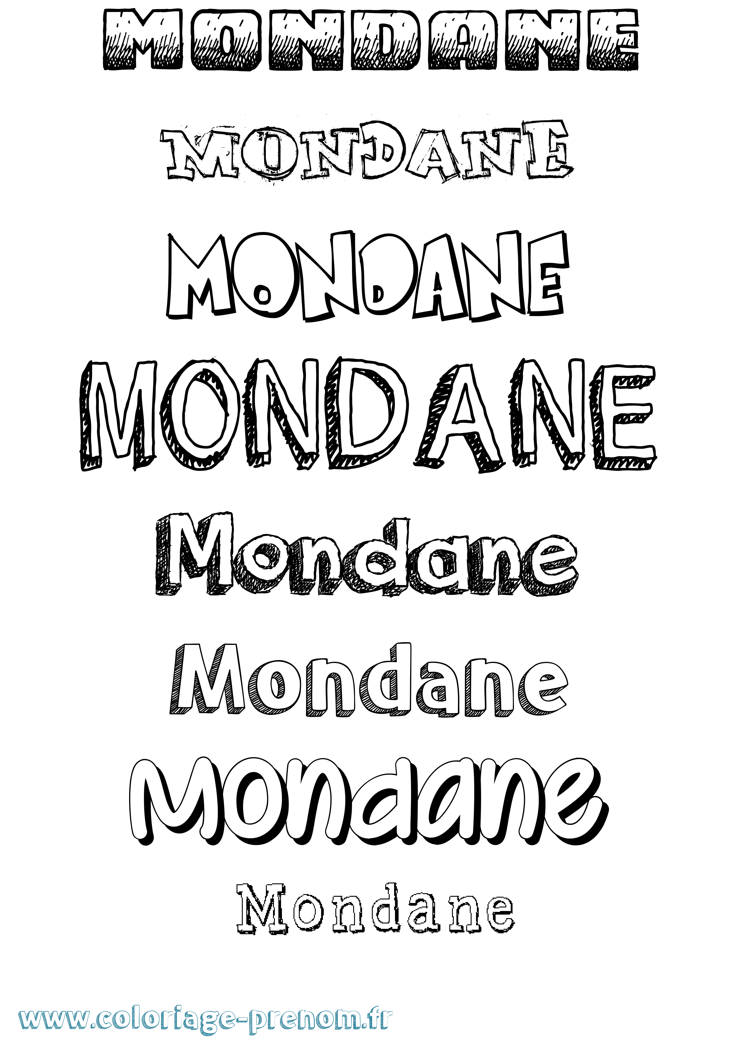 Coloriage Mondane Dessiné Coloriage prénom Mondane Dessiné