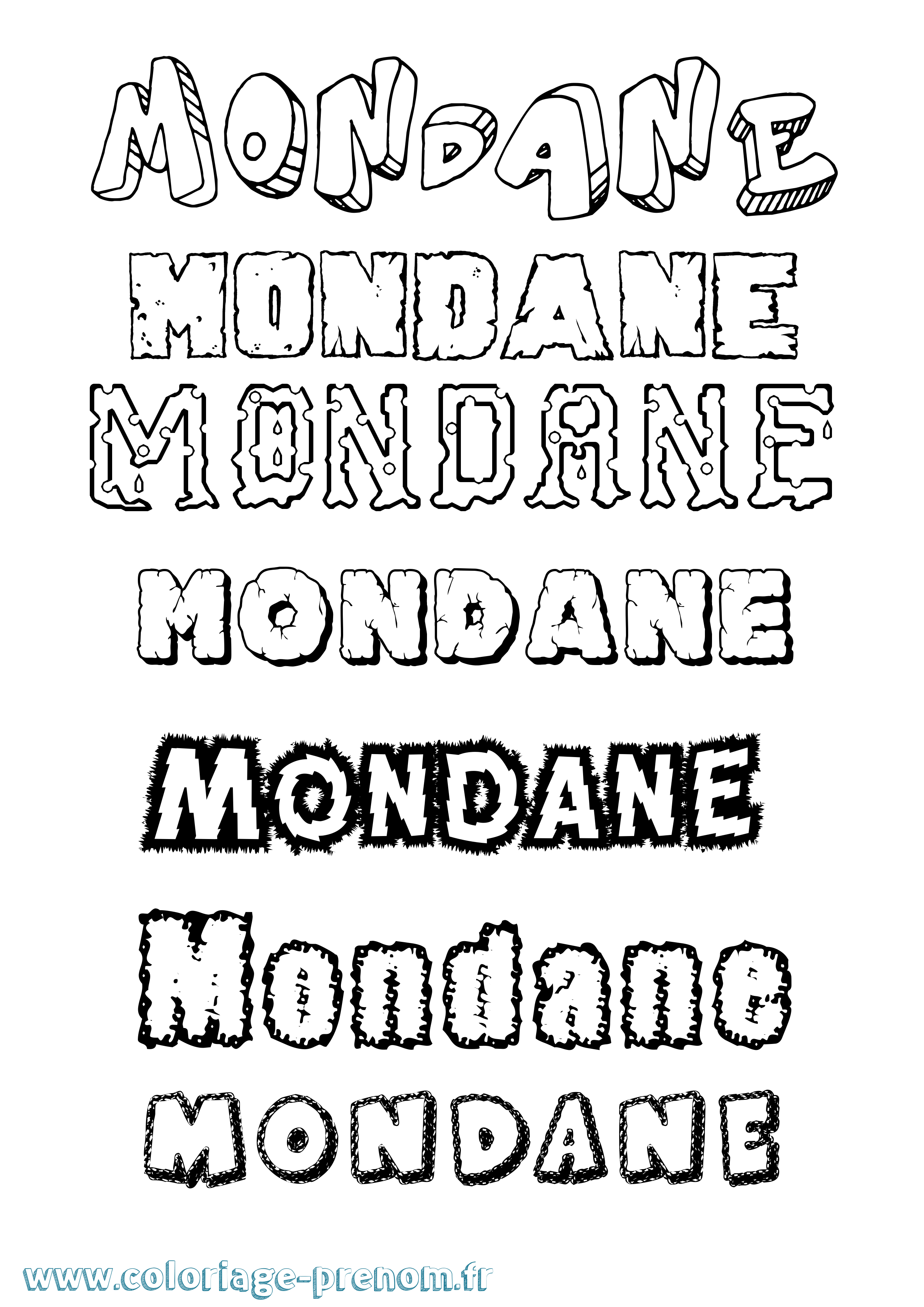 Coloriage Mondane Destructuré Coloriage prénom Mondane Destructuré