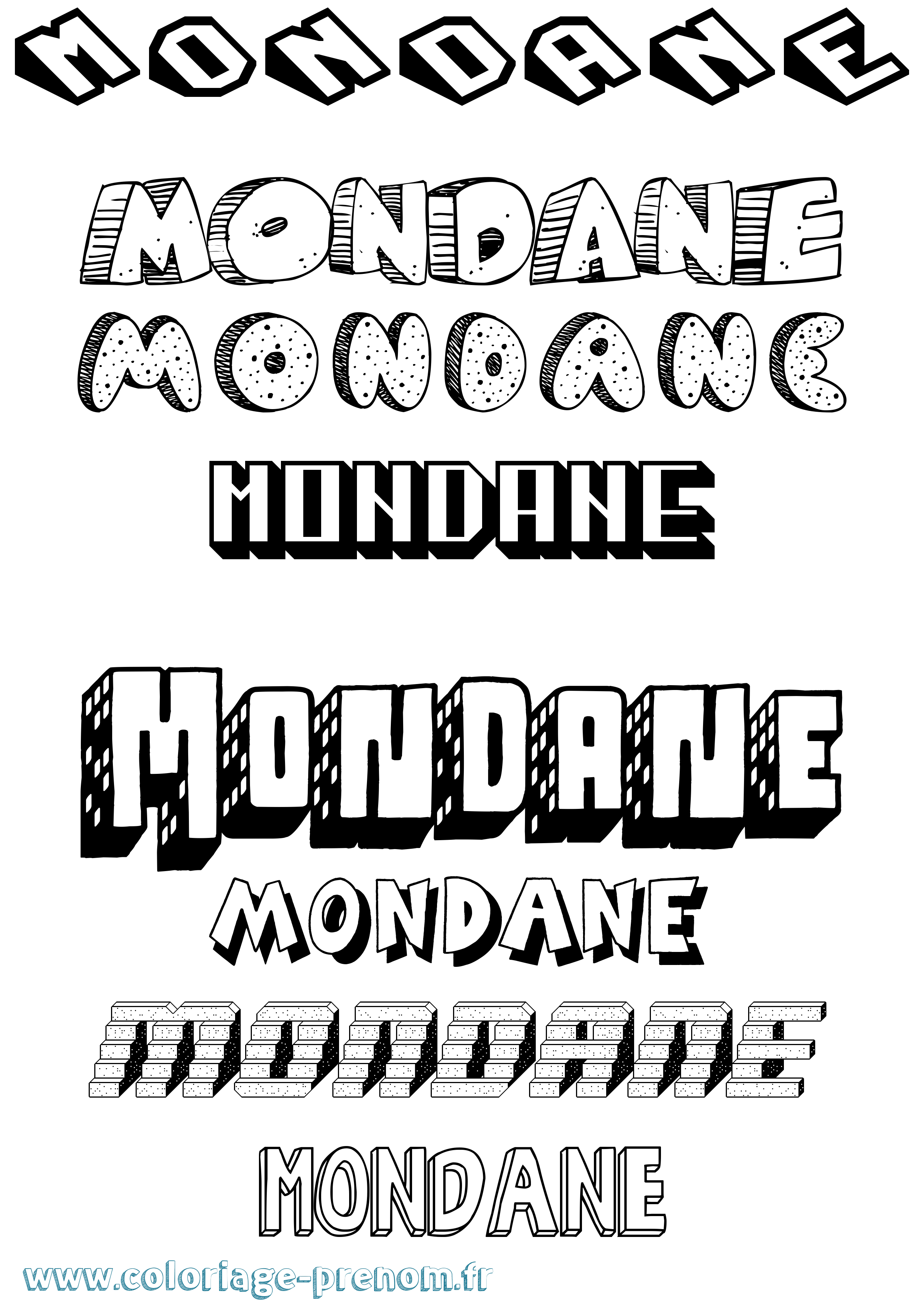 Coloriage Mondane Effet 3D Coloriage prénom Mondane Effet 3D